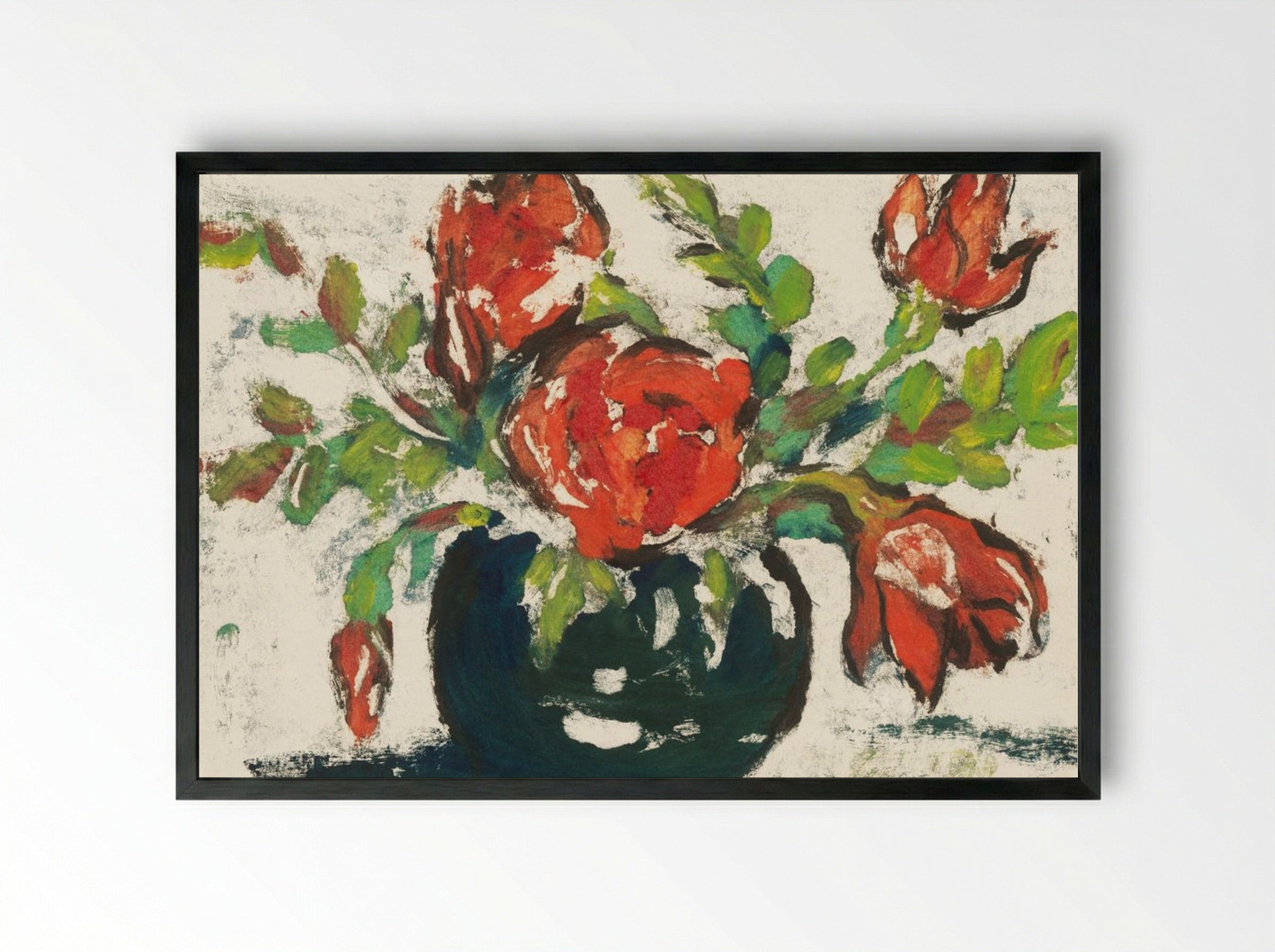 Bouquet in Flower Vase - Karl Hofer - Framed Print Black
