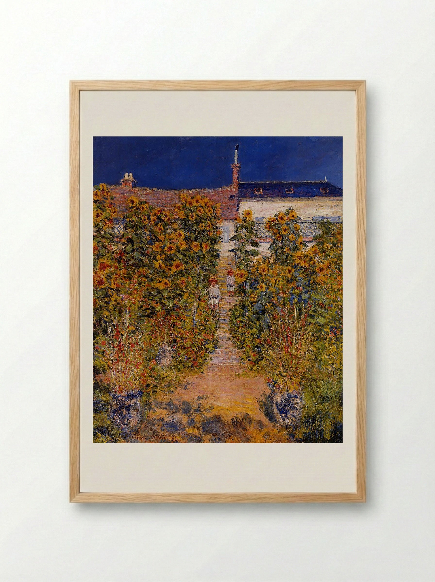 The Artist's Garden at Vétheuil - Claude Monet - Framed Print Wood