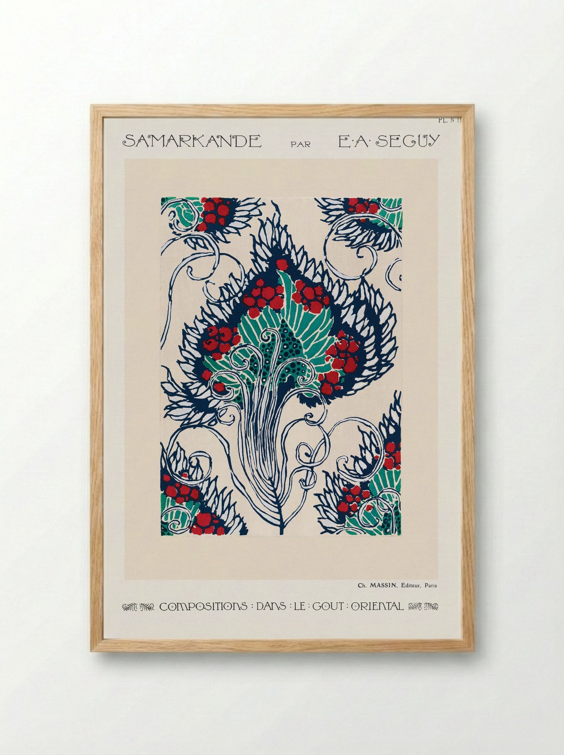 Samarkande, Planche 19 (Botanical Pattern) - Émile-Allain Séguy - Framed Print Wood