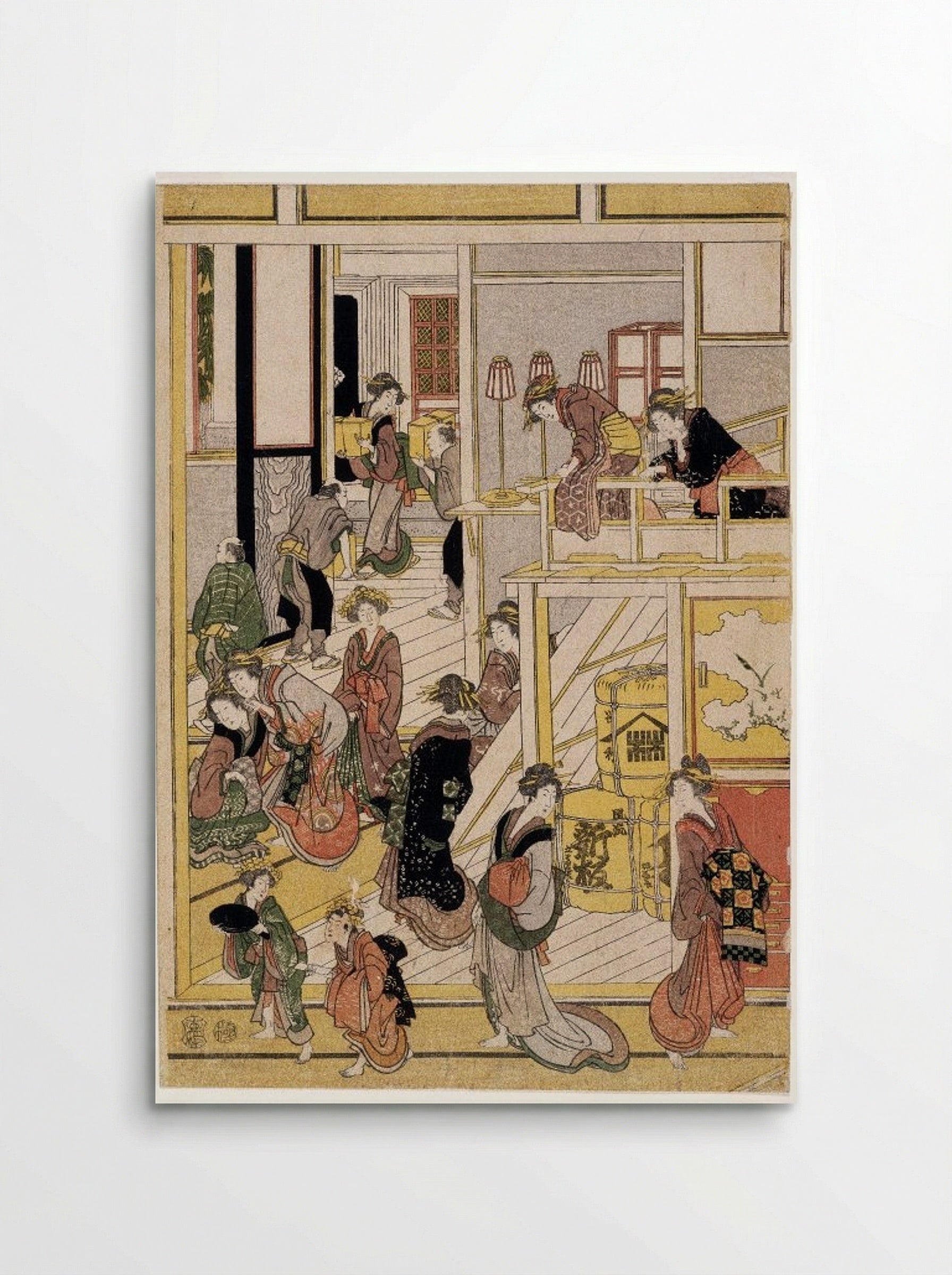 New Year's Days of the Teahouse Ogi-ya - Utagawa Toyokuni I - Poster