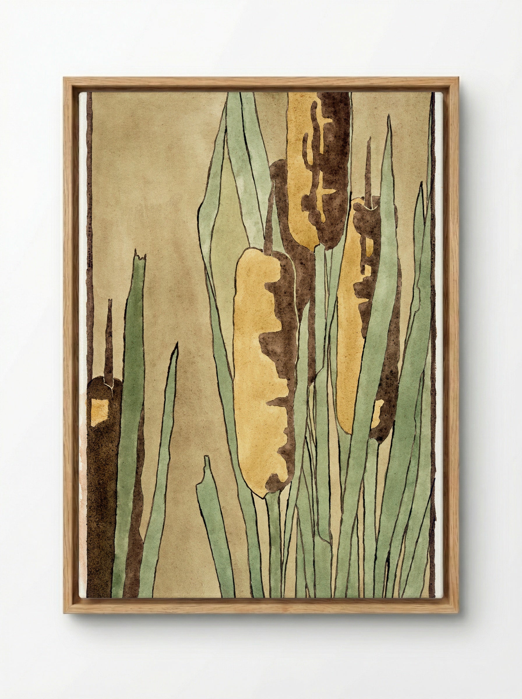 Cattail - Hannah Borger Overbeck - Framed Canvas Wood