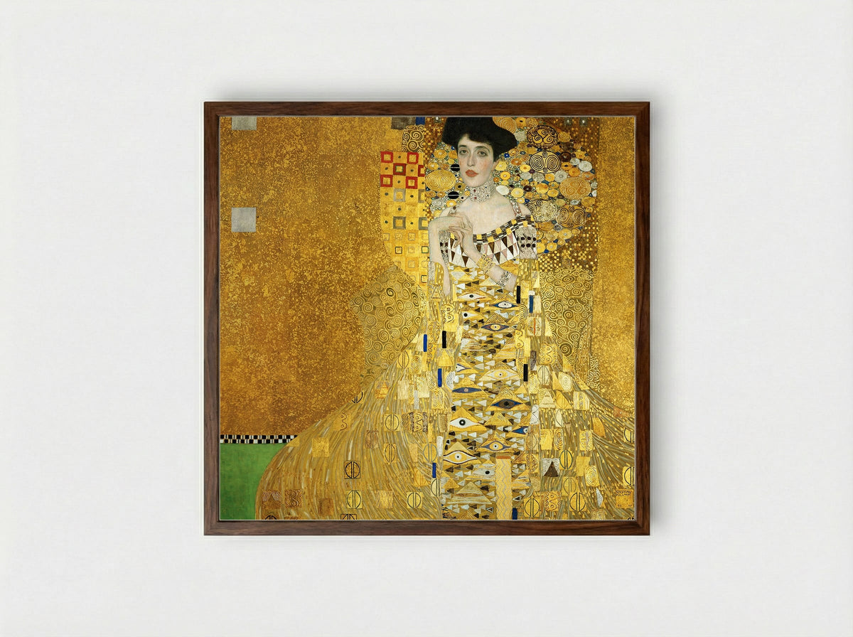 Portrait of Adele Bloch-Bauer I - Gustav Klimt - Framed Print Dark Wood
