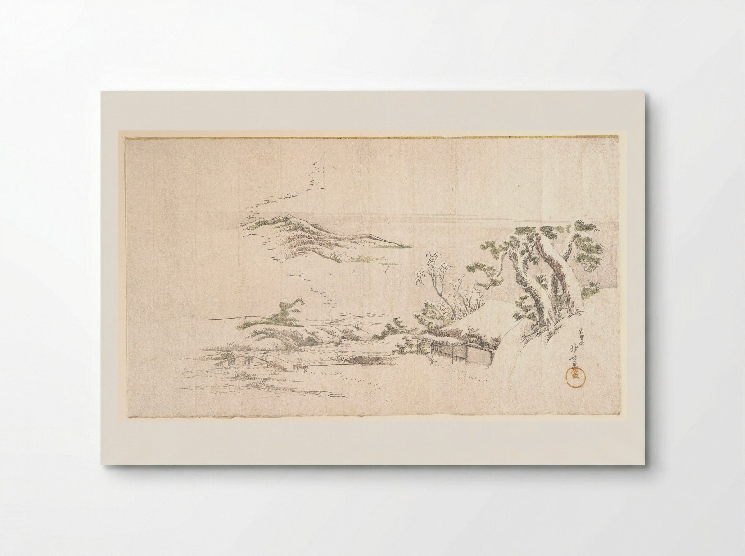 A Snow–clad Landscape with Gray Clouds - Katsushika Hokusai - Poster