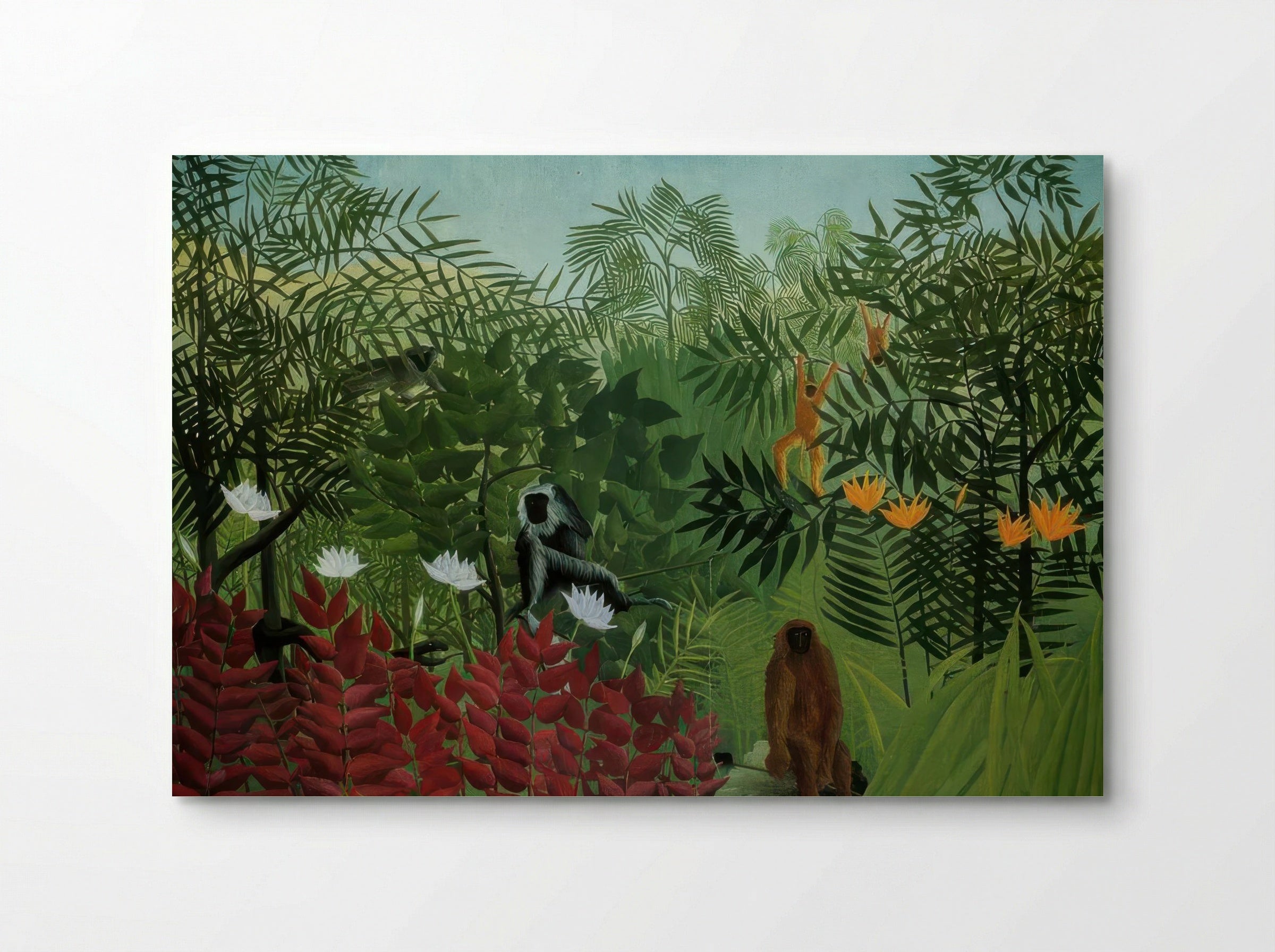 Tropical Forest with Apes and Snake by Henri Rousseau – Naïve Art Jungle Fantasy Print - Poster