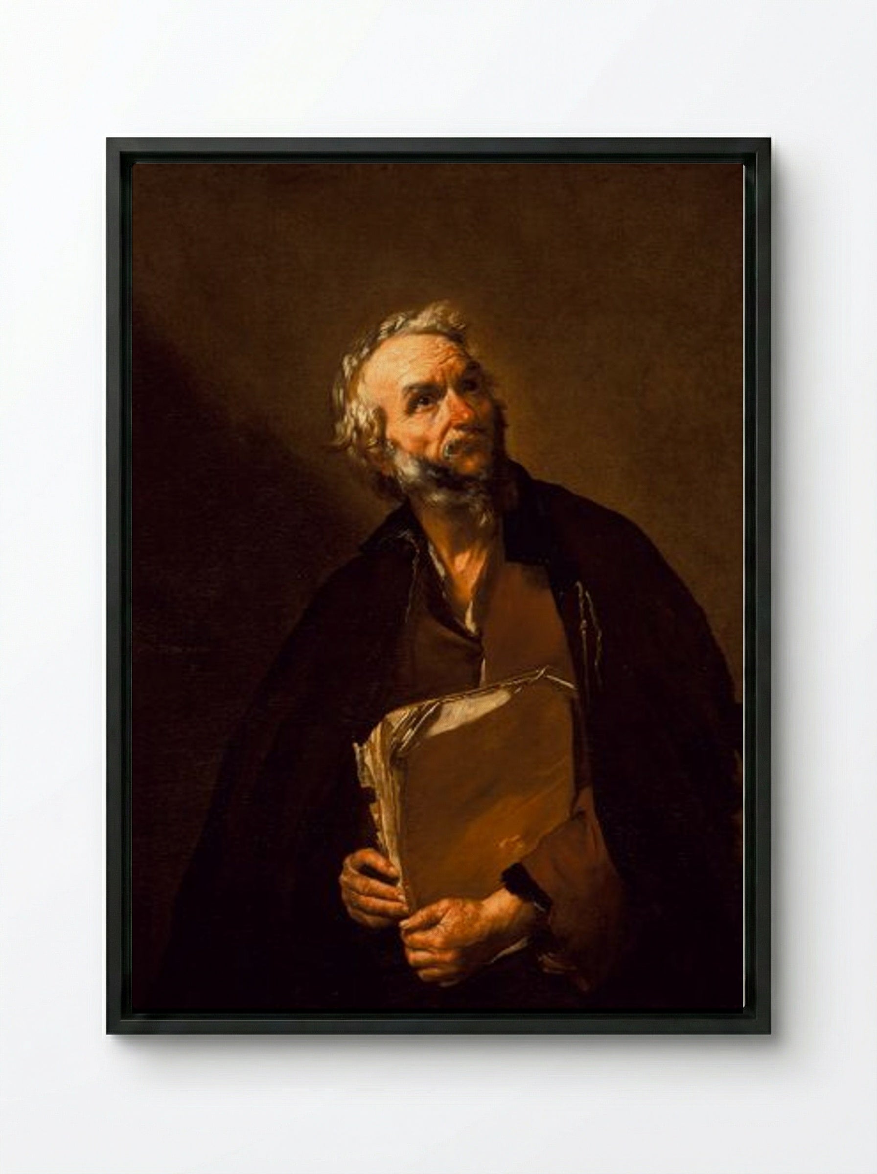A Philosopher - Jusepe de Ribera - Framed Canvas Black