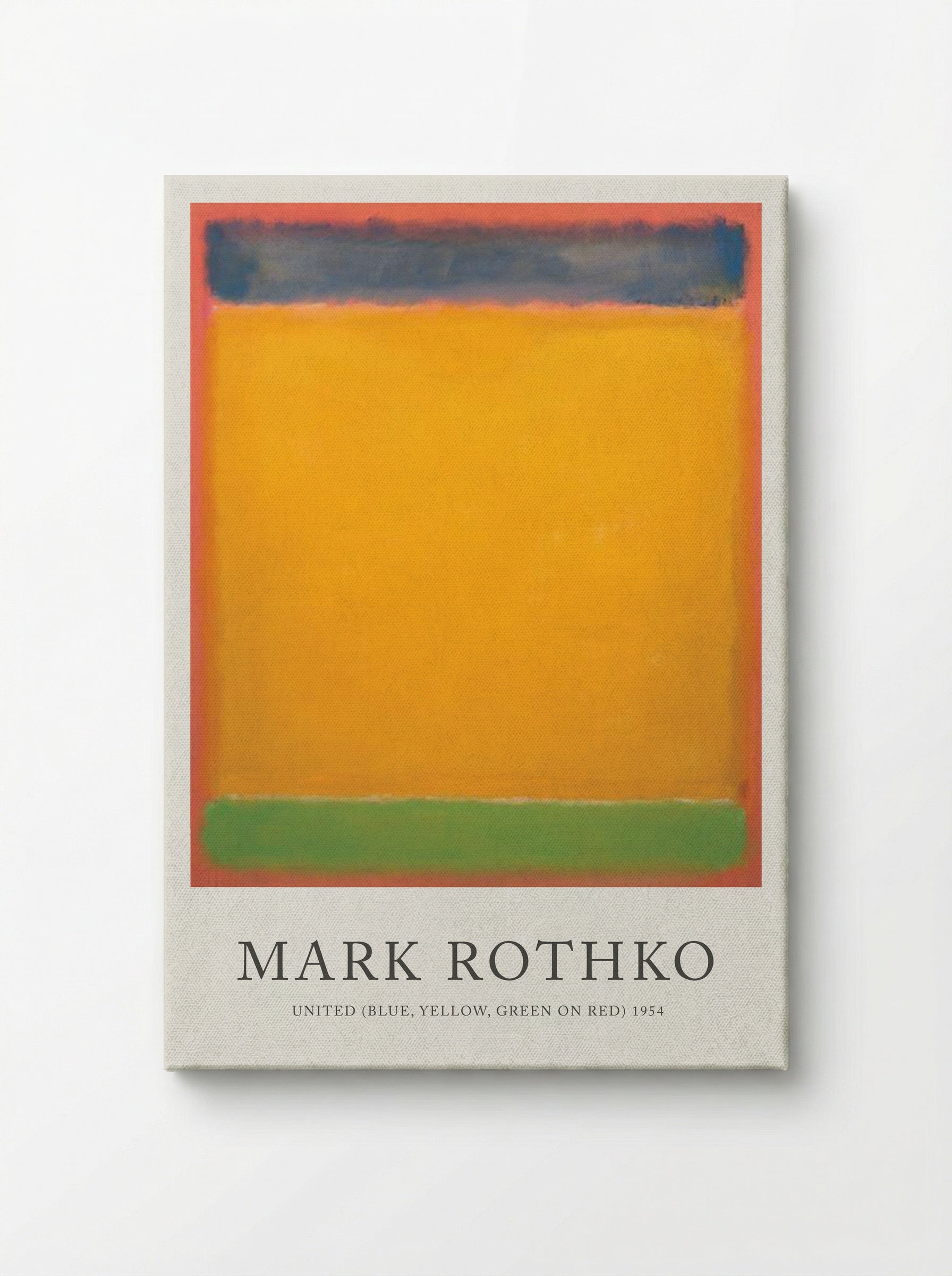 United (Blue, Yellow, Green on Red) - Mark Rothko - Canvas