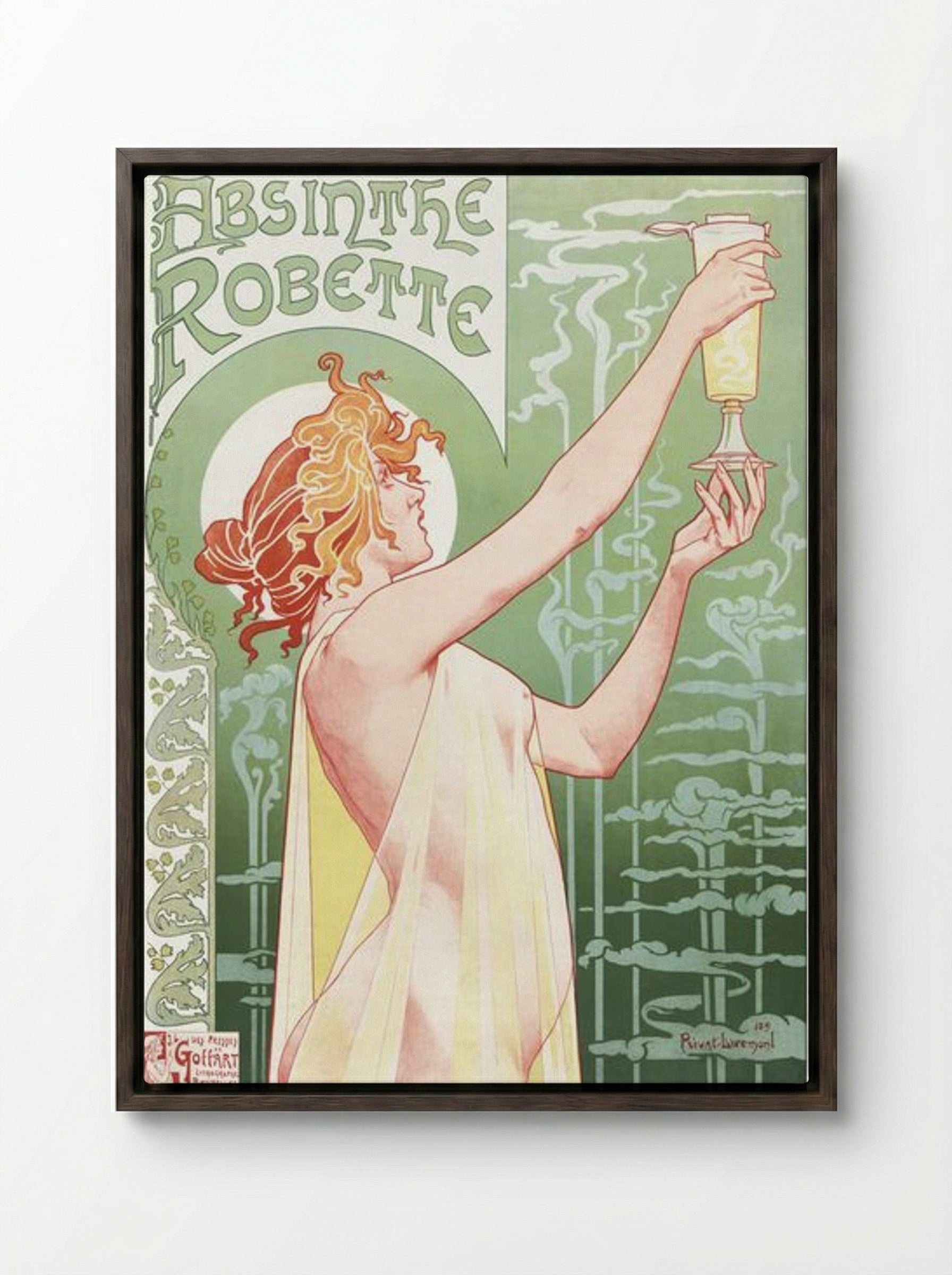 Absinthe Robette - Privat Livemont - Framed Canvas Dark Wood