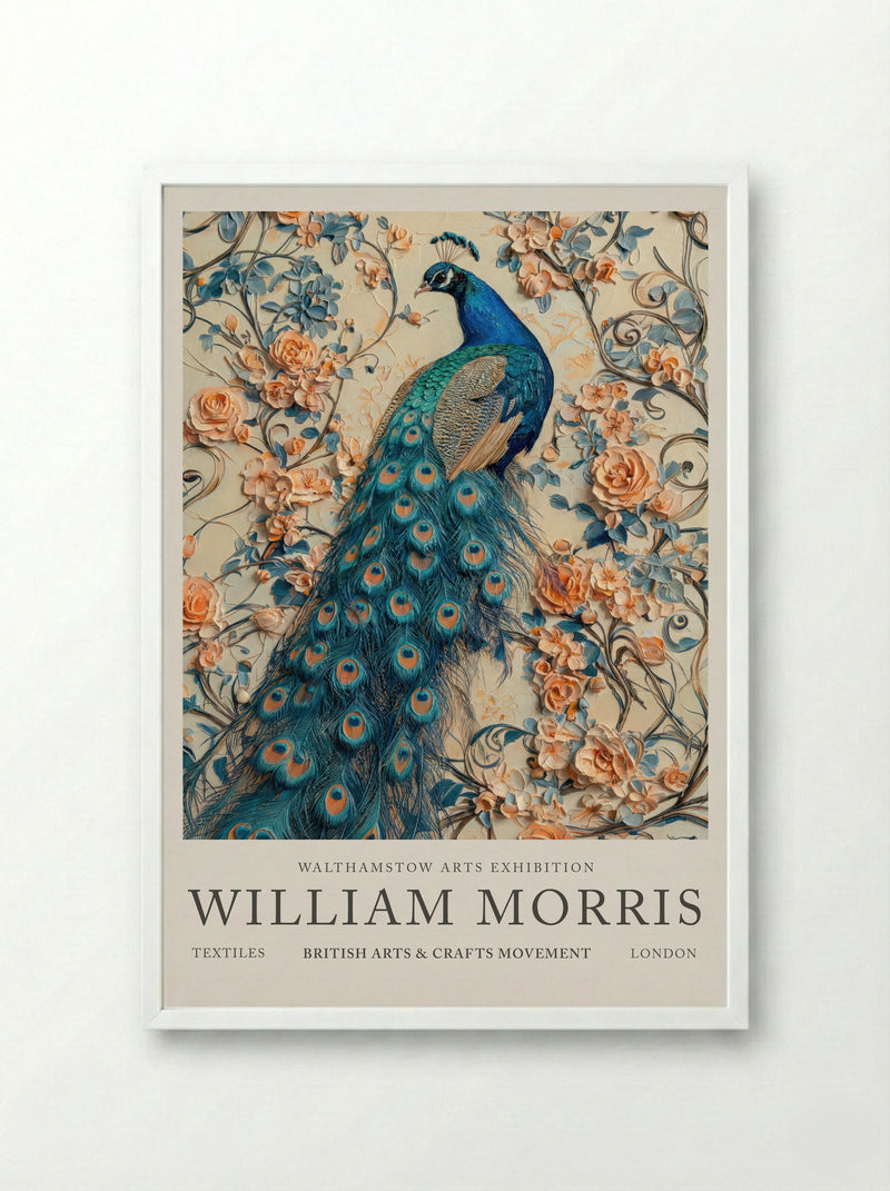 Peacock Splendor - William Morris - Framed Print White