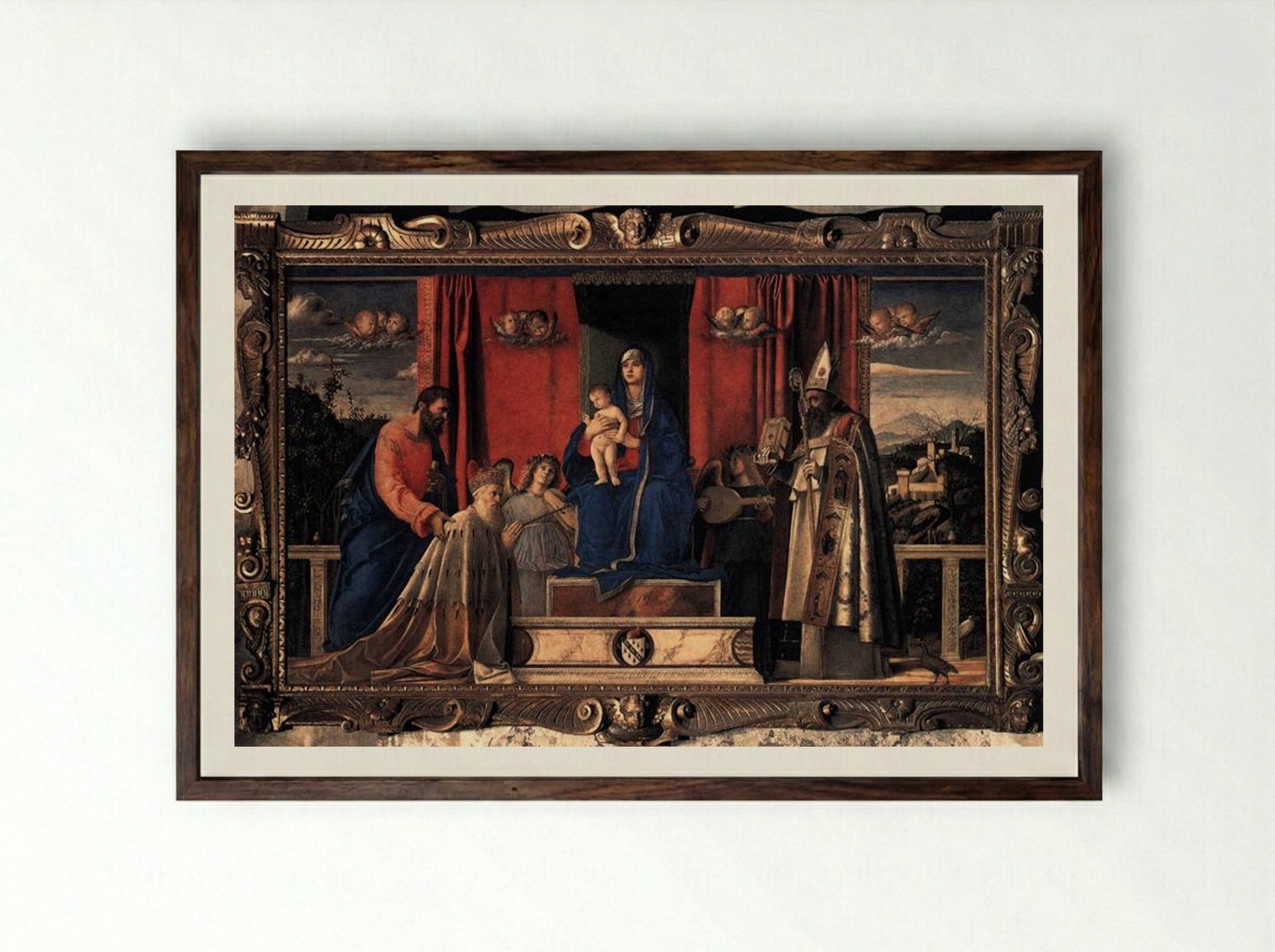 Barbarigo Altarpiece - Giovanni Bellini - Framed Print Dark Wood