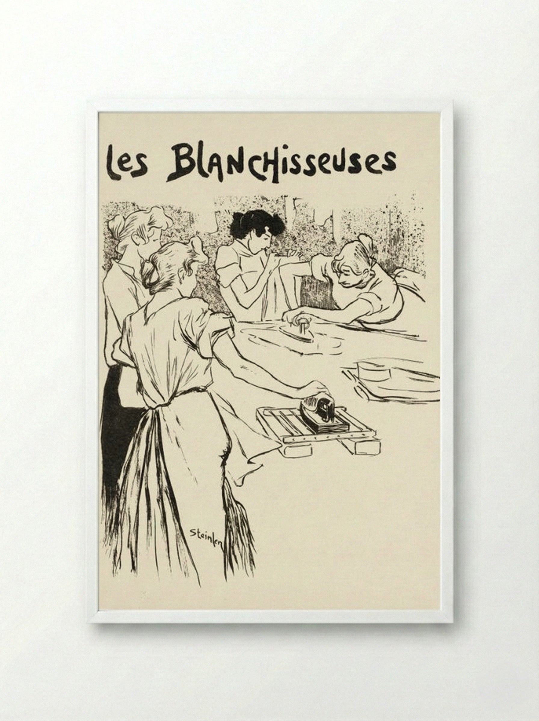 Les Blanchisseuses - Théophile Alexandre Steinlen - Framed Print White