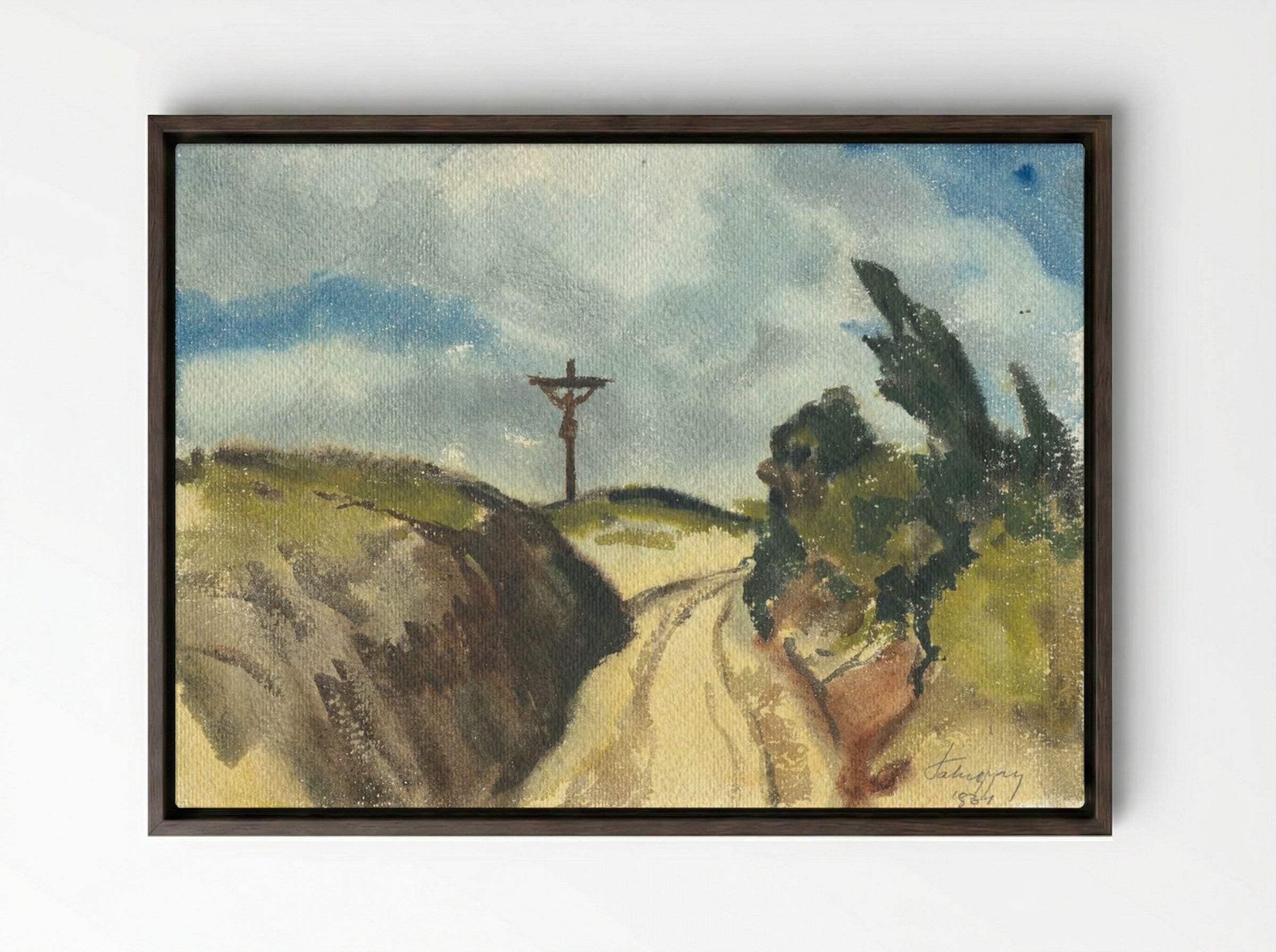 Deep Road - Zolo Palugyay - Framed Canvas Dark Wood