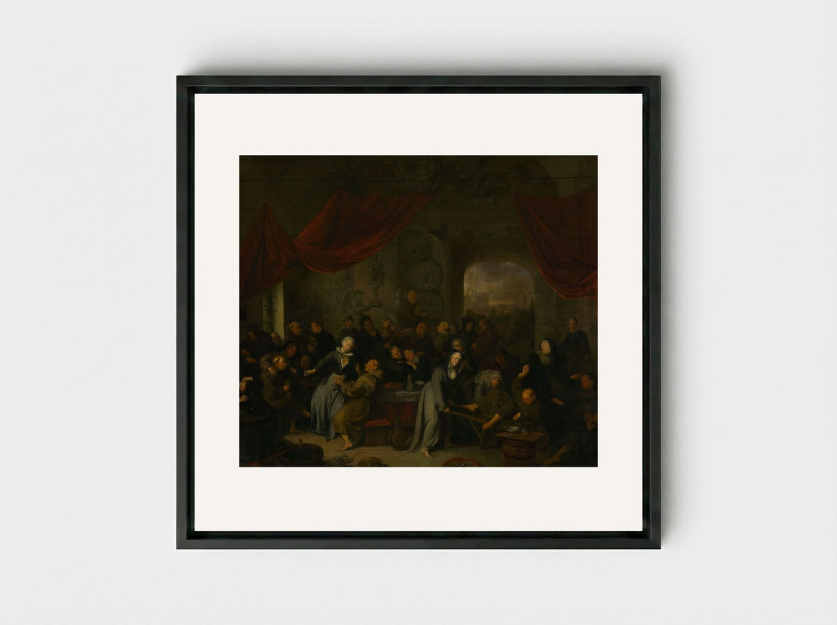 Monk's Entertainment in a Roman Cloister - Pieter Jansz. Quast - Framed Canvas Black