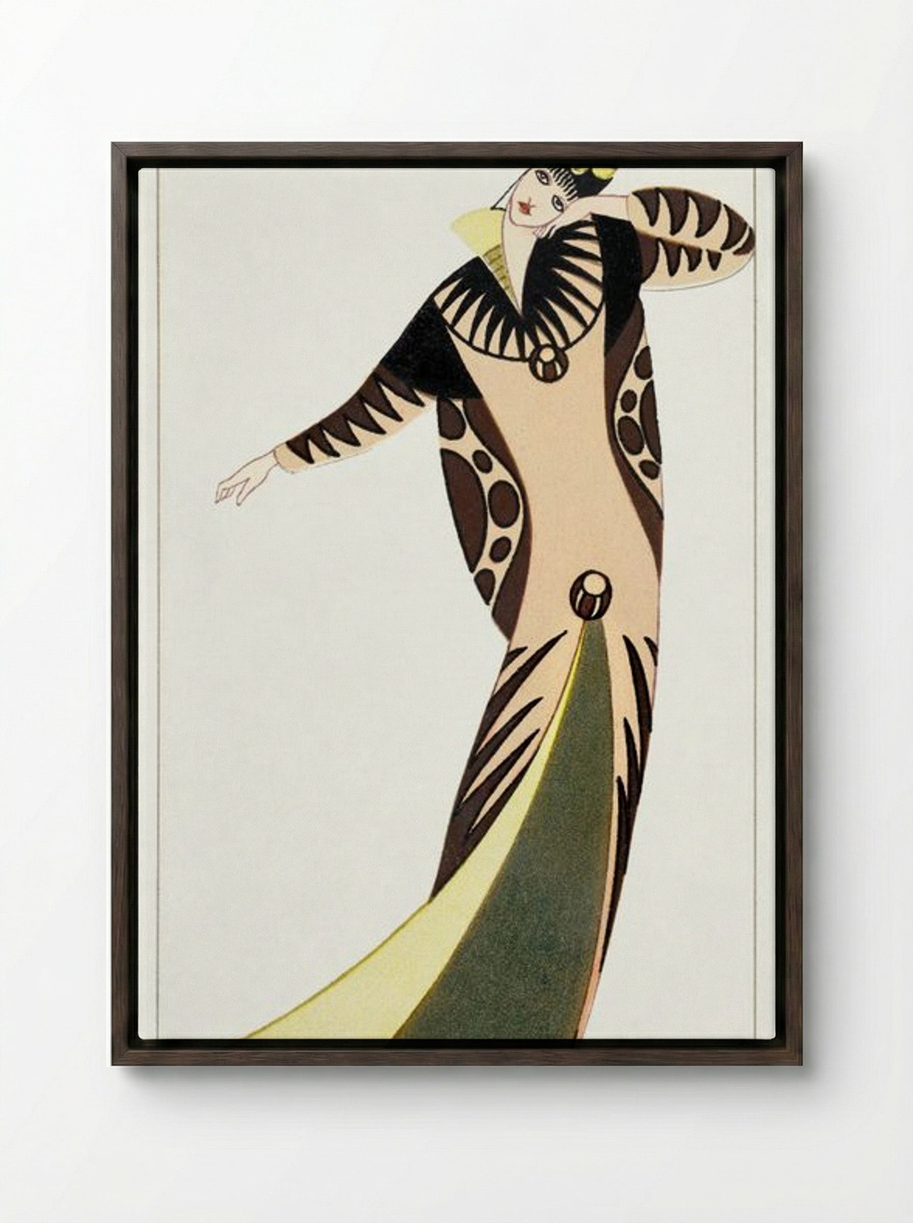 Woman in a Long Tubular Dress - Otto Friedrich Carl Lendecke - Framed Canvas Dark Wood