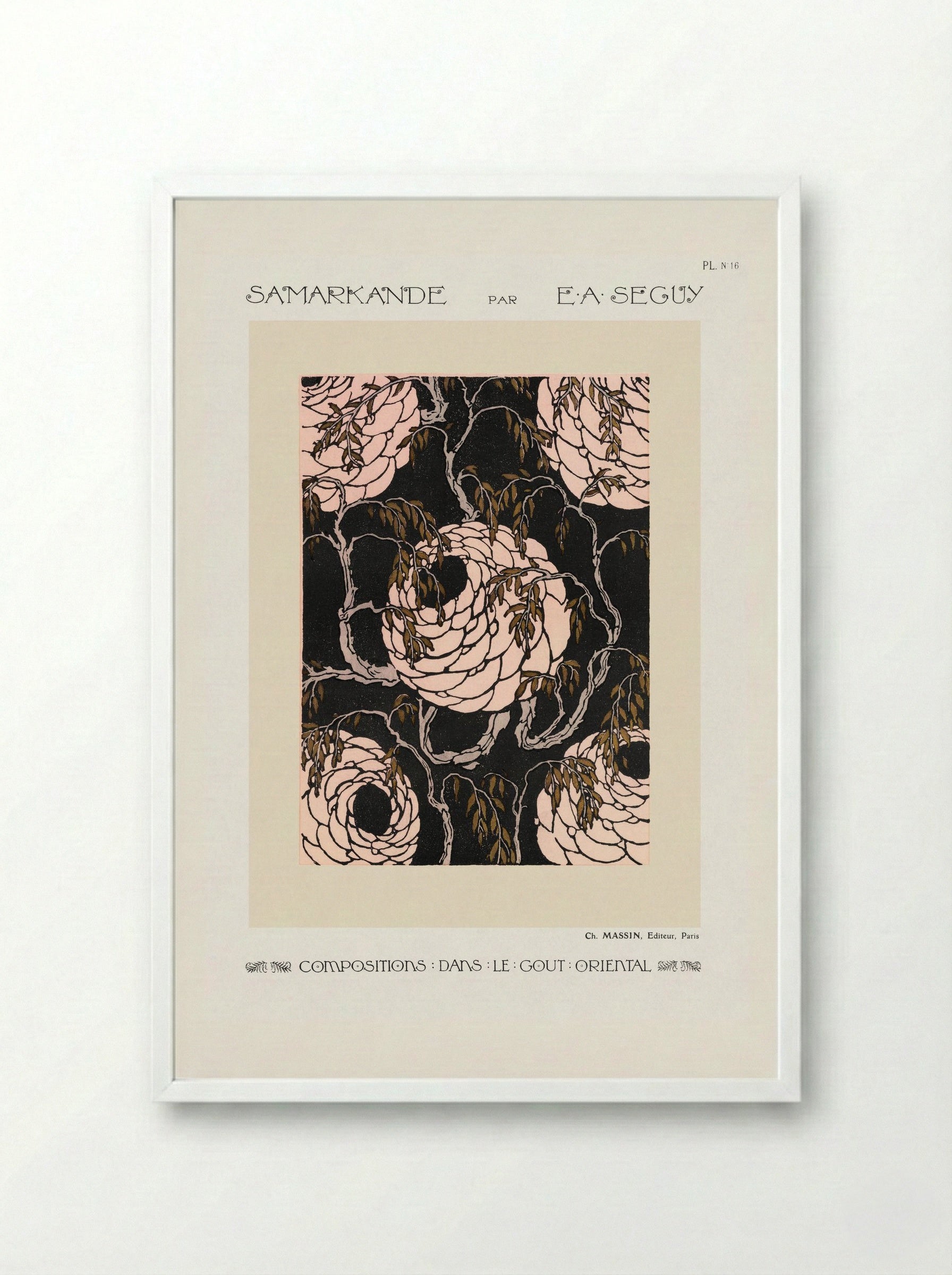 Samarkande, Plate 16 (Floral Composition in the Oriental Style) - Émile-Allain Séguy - Framed Print White