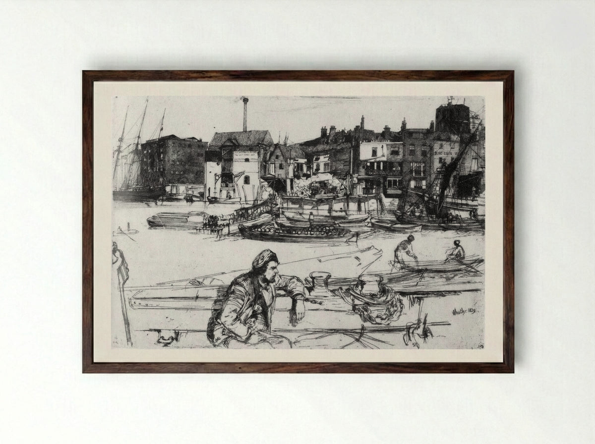 Black Lion Wharf - James McNeill Whistler - Framed Print Dark Wood