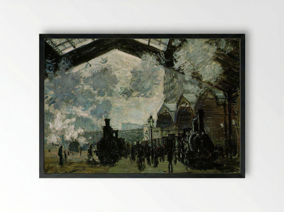 Gare Saint-Lazare - Claude Monet - Framed Print Black