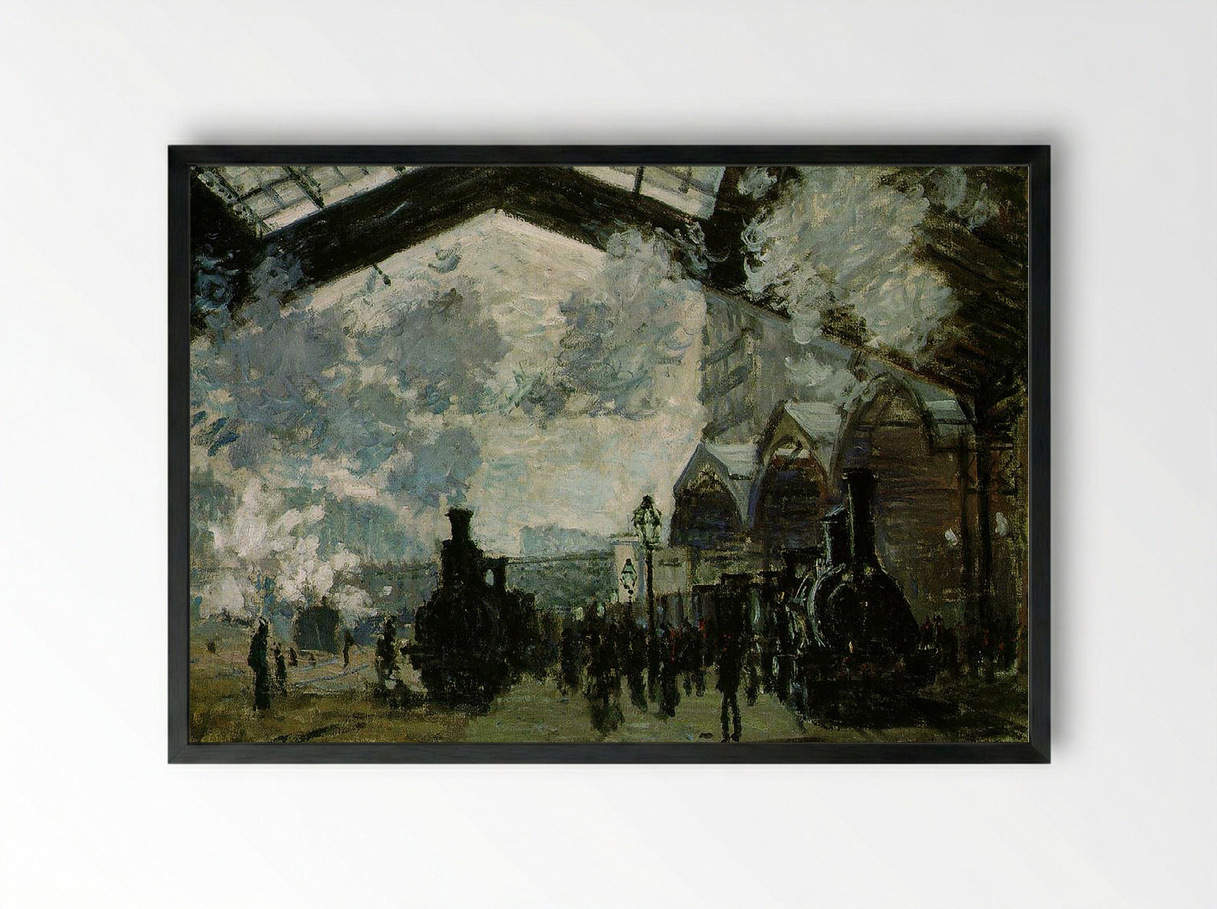 Gare Saint-Lazare - Claude Monet - Framed Print Black