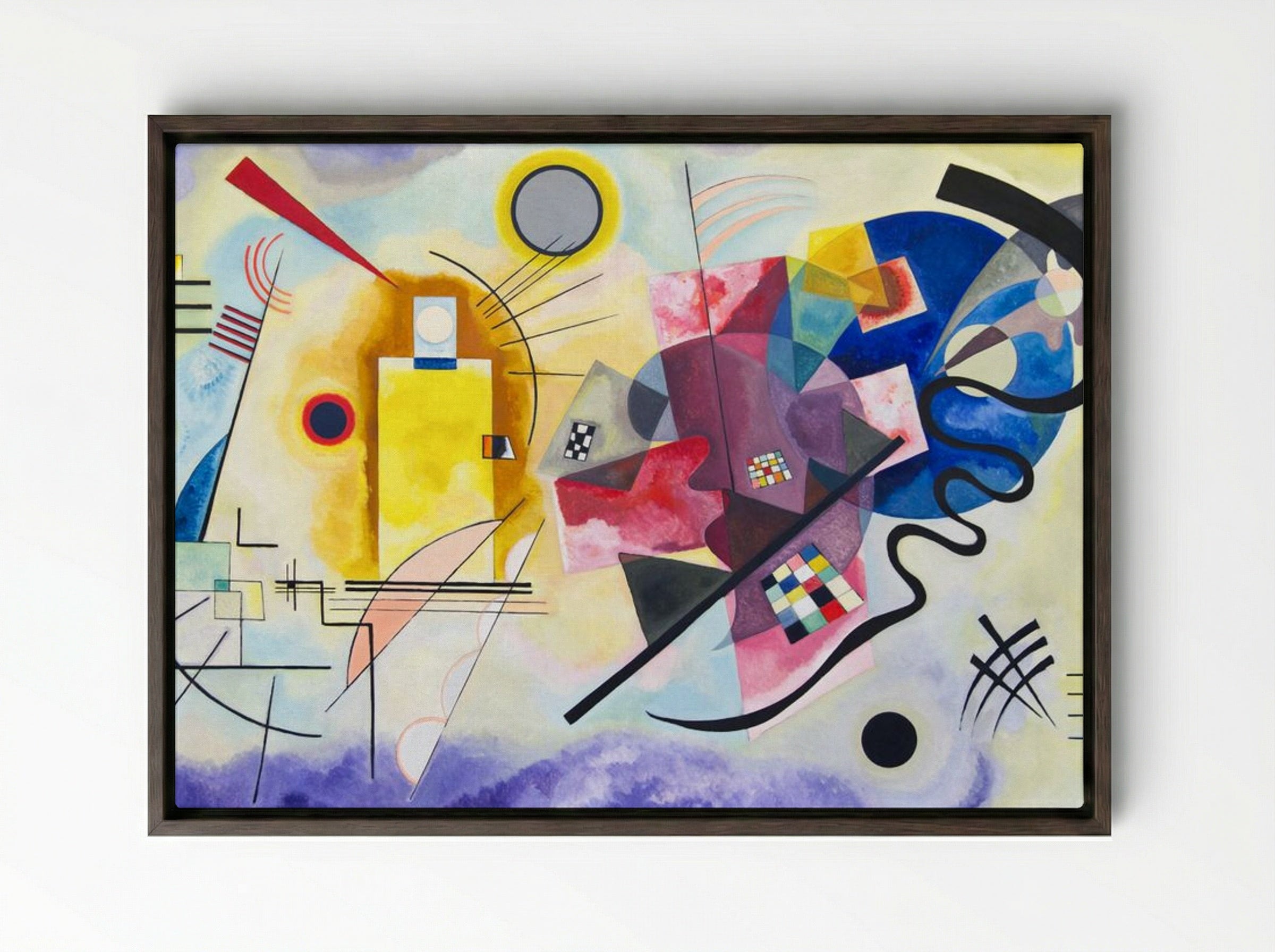 Yellow-Red-Blue - Wassily Kandinsky - Framed Canvas Dark Wood