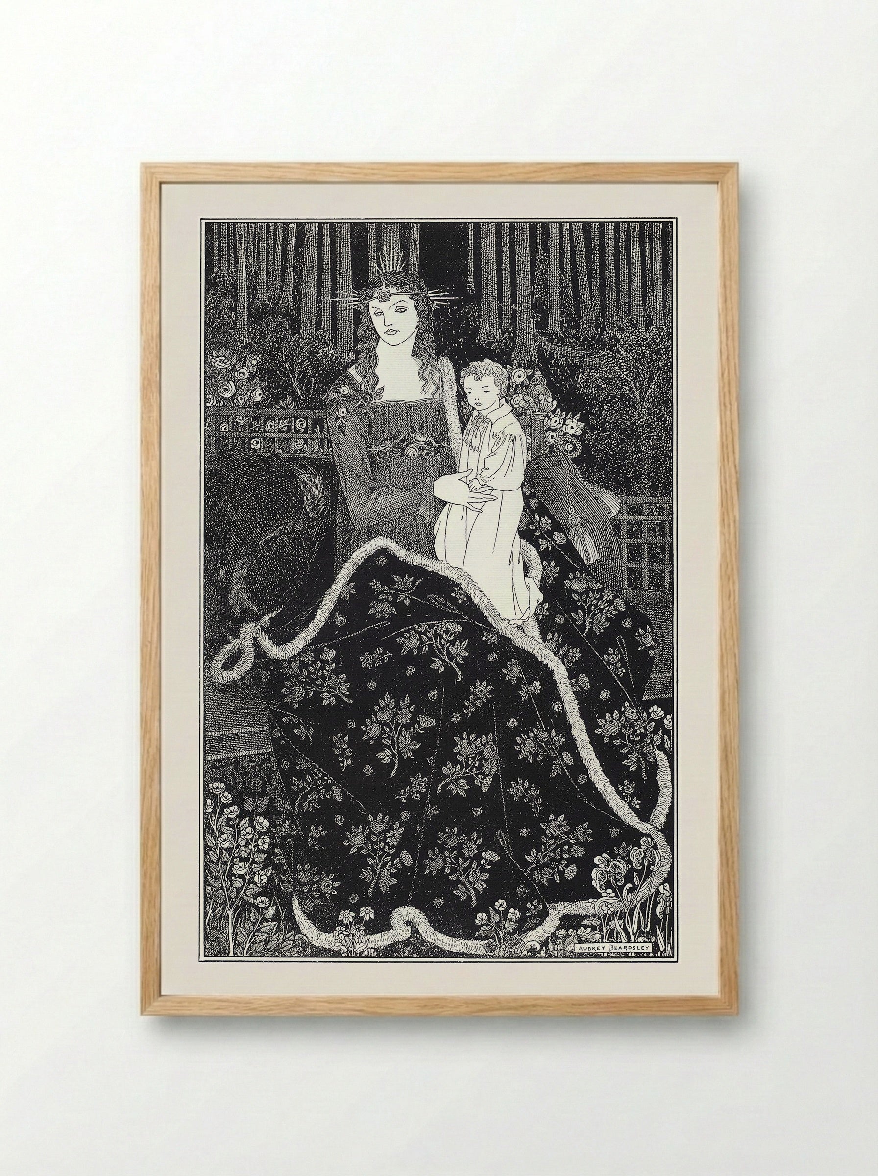 A Christmas Card - Aubrey Beardsley - Framed Print Wood