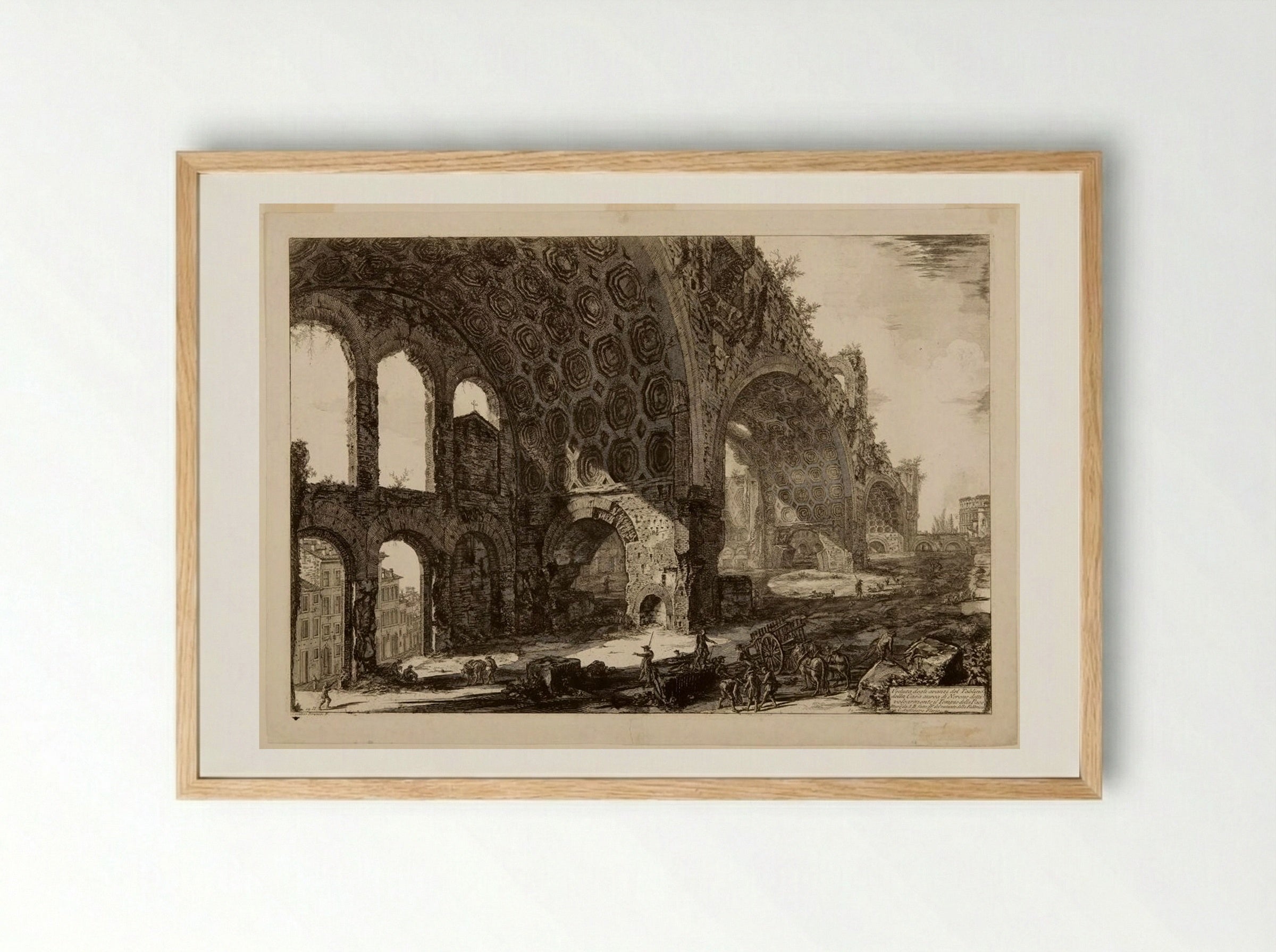 The Basilica of Constantine, with a Street Seen through Arches on the Left - Giovanni Battista Piranesi - Framed Print Wood