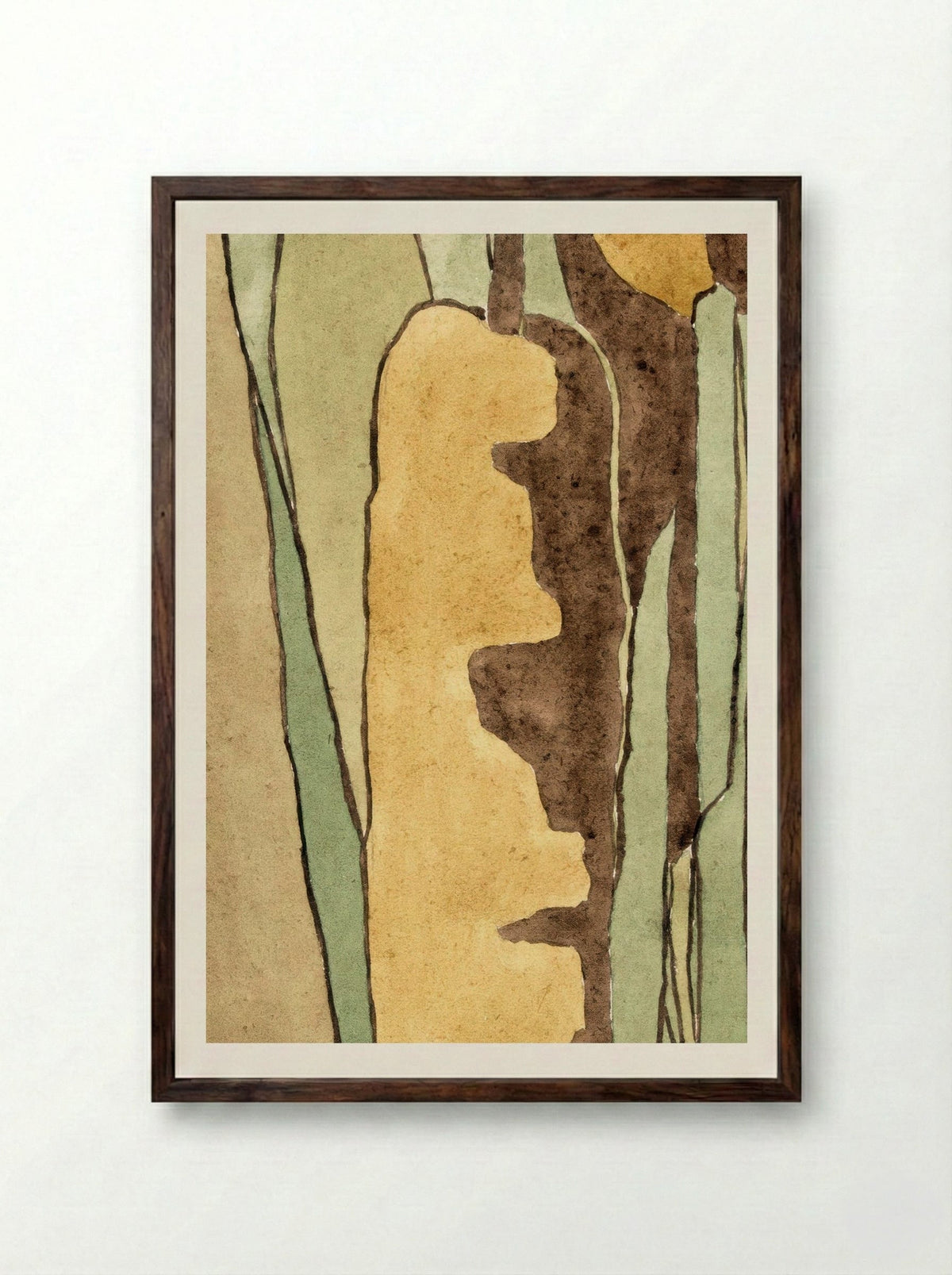 Cattail (1915) - Hannah Borger Overbeck - Framed Print Dark Wood