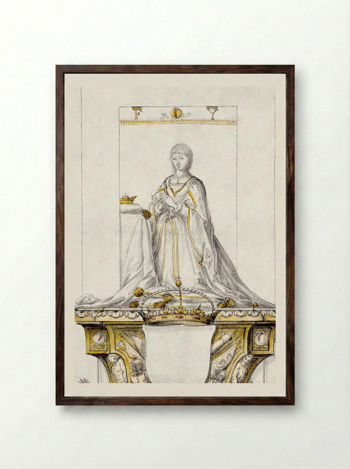 Study for a Statue of Queen Isabella - Pedro Mena y Medrano - Framed Print Dark Wood