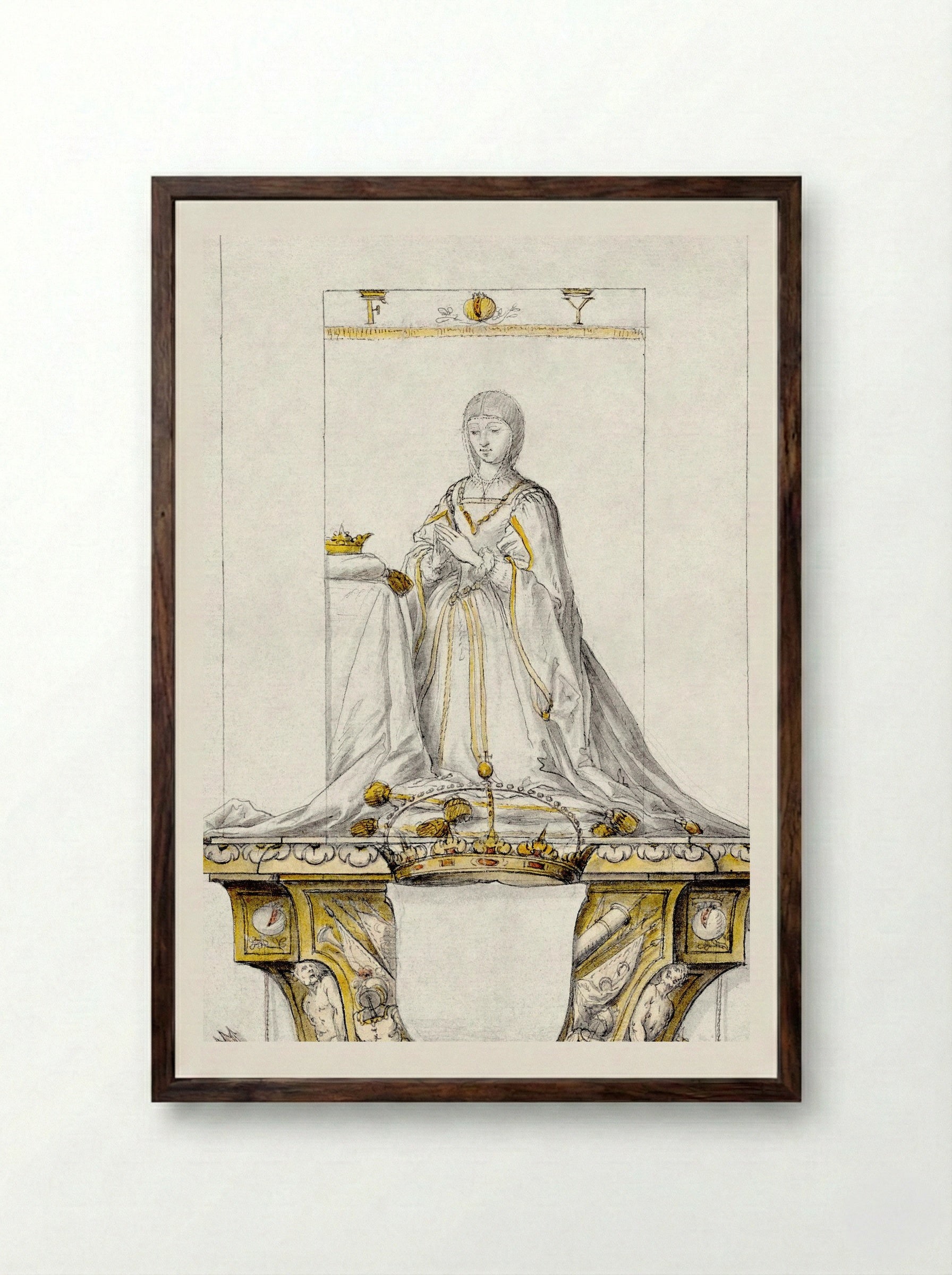 Study for a Statue of Queen Isabella - Pedro Mena y Medrano - Framed Print Dark Wood