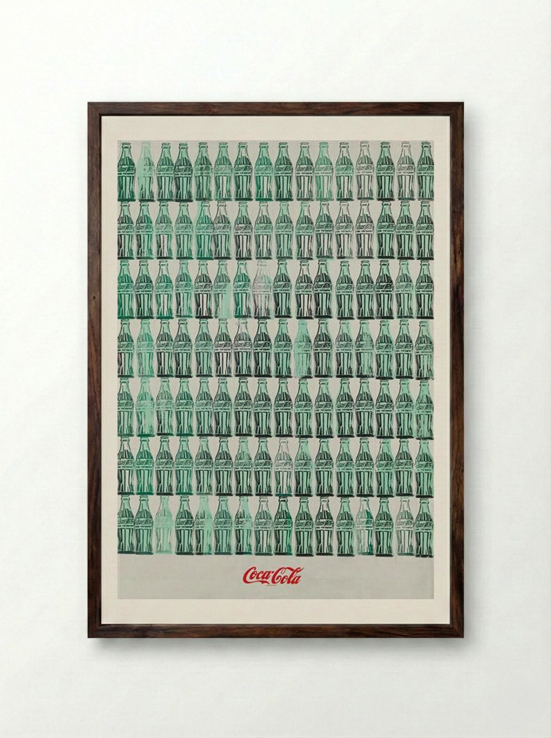 Green Coca-Cola Bottles - Andy Warhol - Framed Print Dark Wood