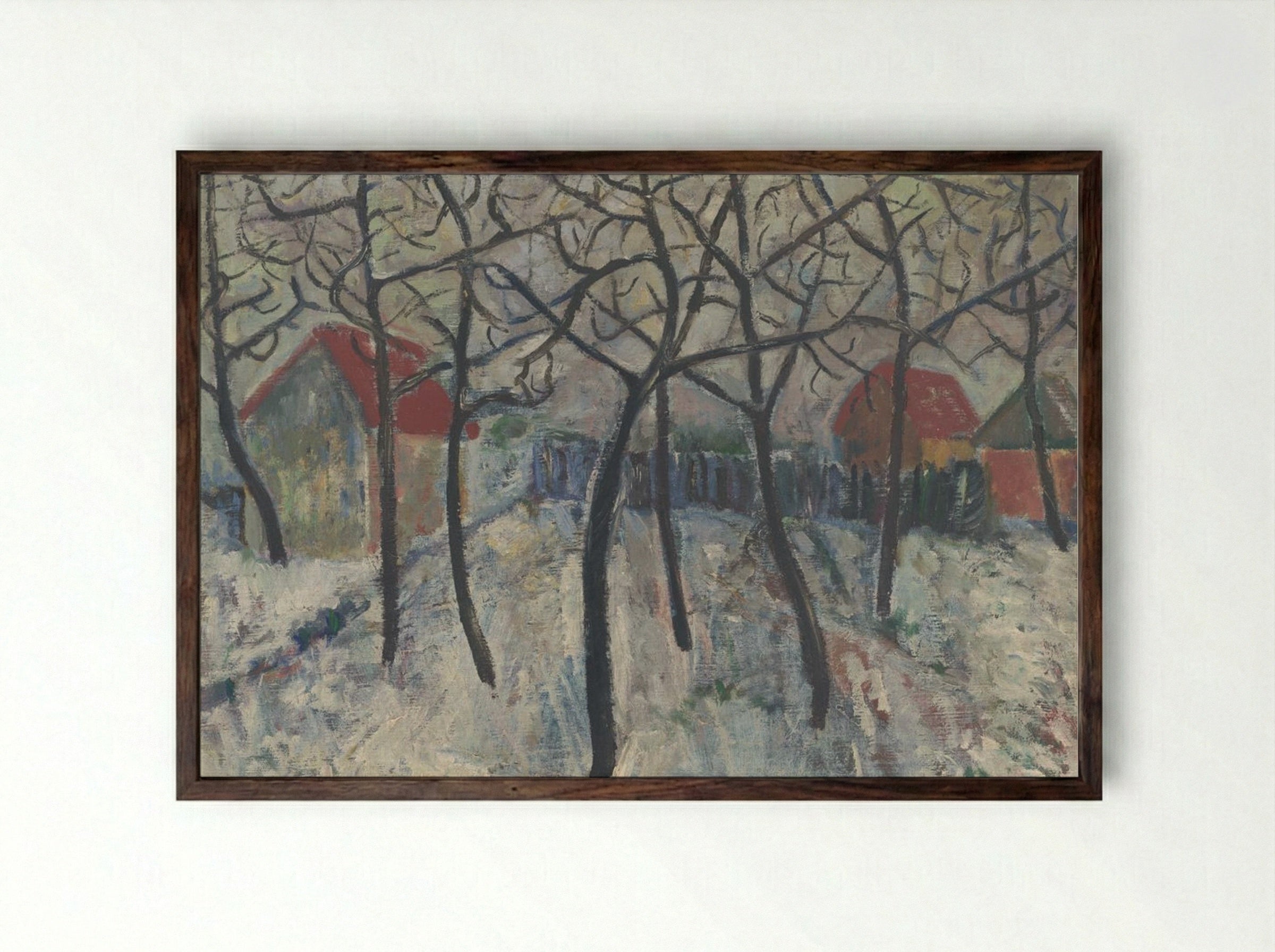 Trees in a Garden - Cyprián Majerník - Framed Print Dark Wood
