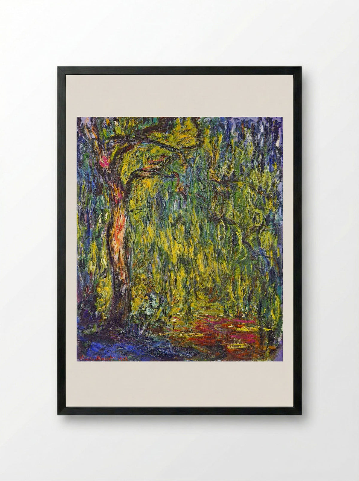 Weeping Willow - Claude Monet - Framed Print Black