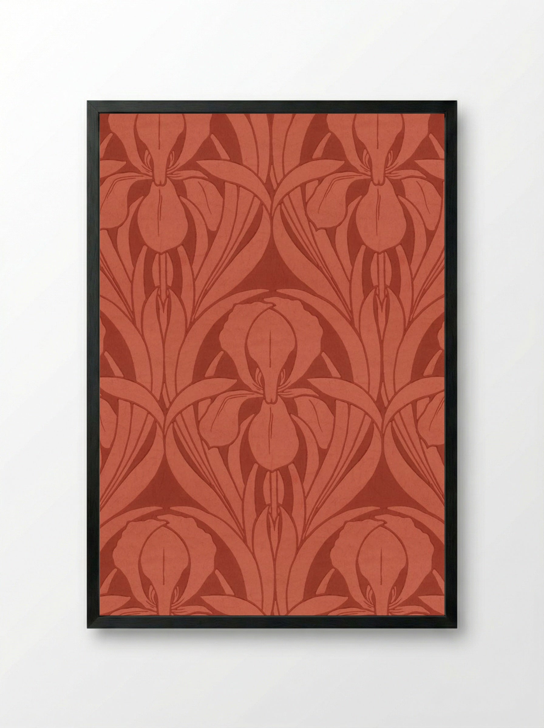 The Templemore (Floral Textile Design) - Fine Art Print - Framed Print Black