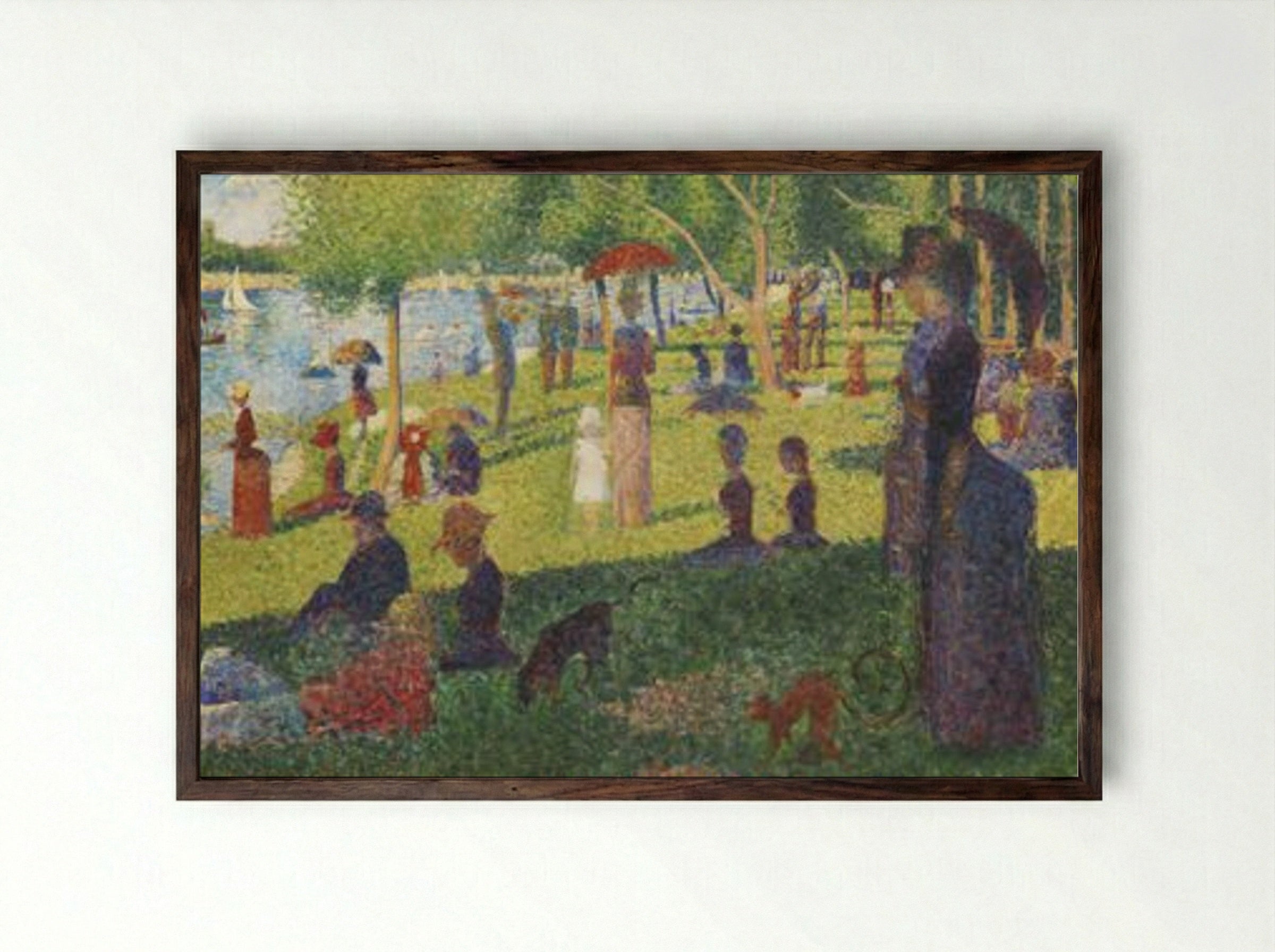 Study for A Sunday on La Grande Jatte - Georges Seurat - Framed Print Dark Wood