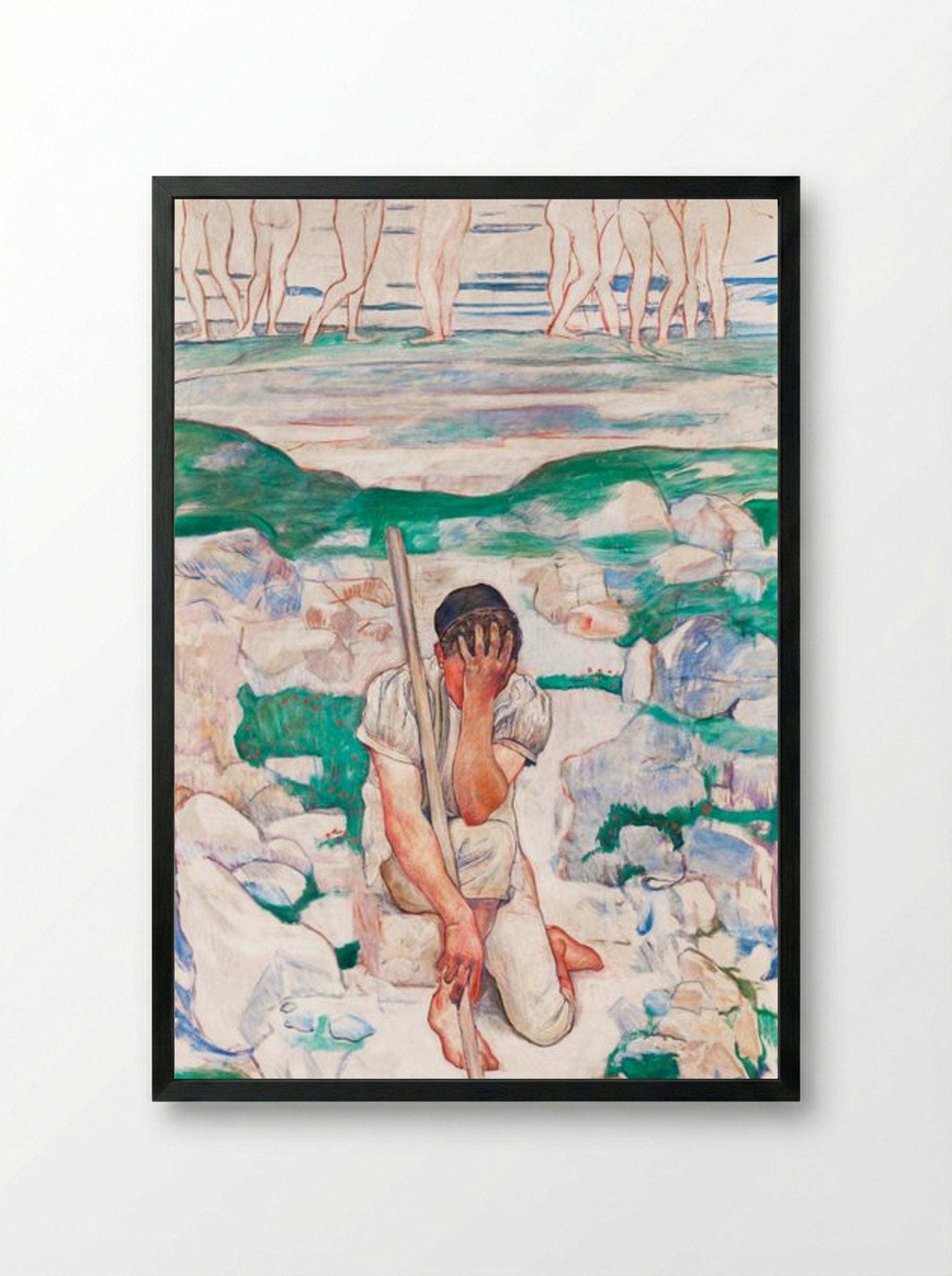 The Dream of the Shepherd - Ferdinand Hodler - Framed Print Black