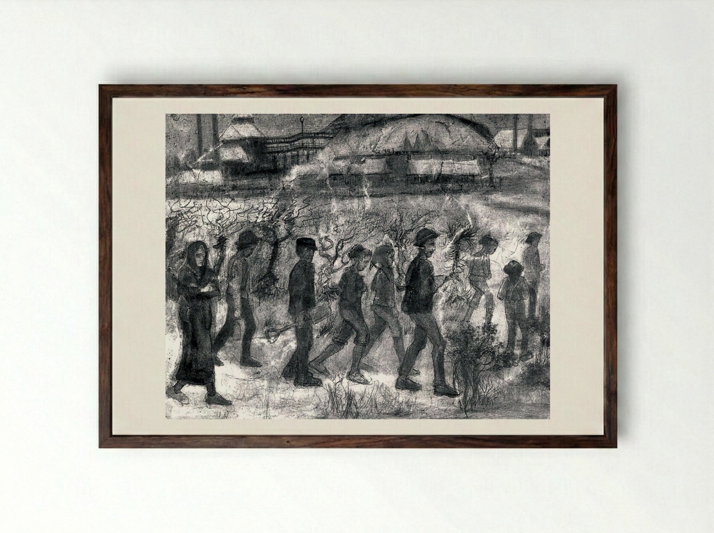 Miners - Käthe Kollwitz - Framed Print Dark Wood