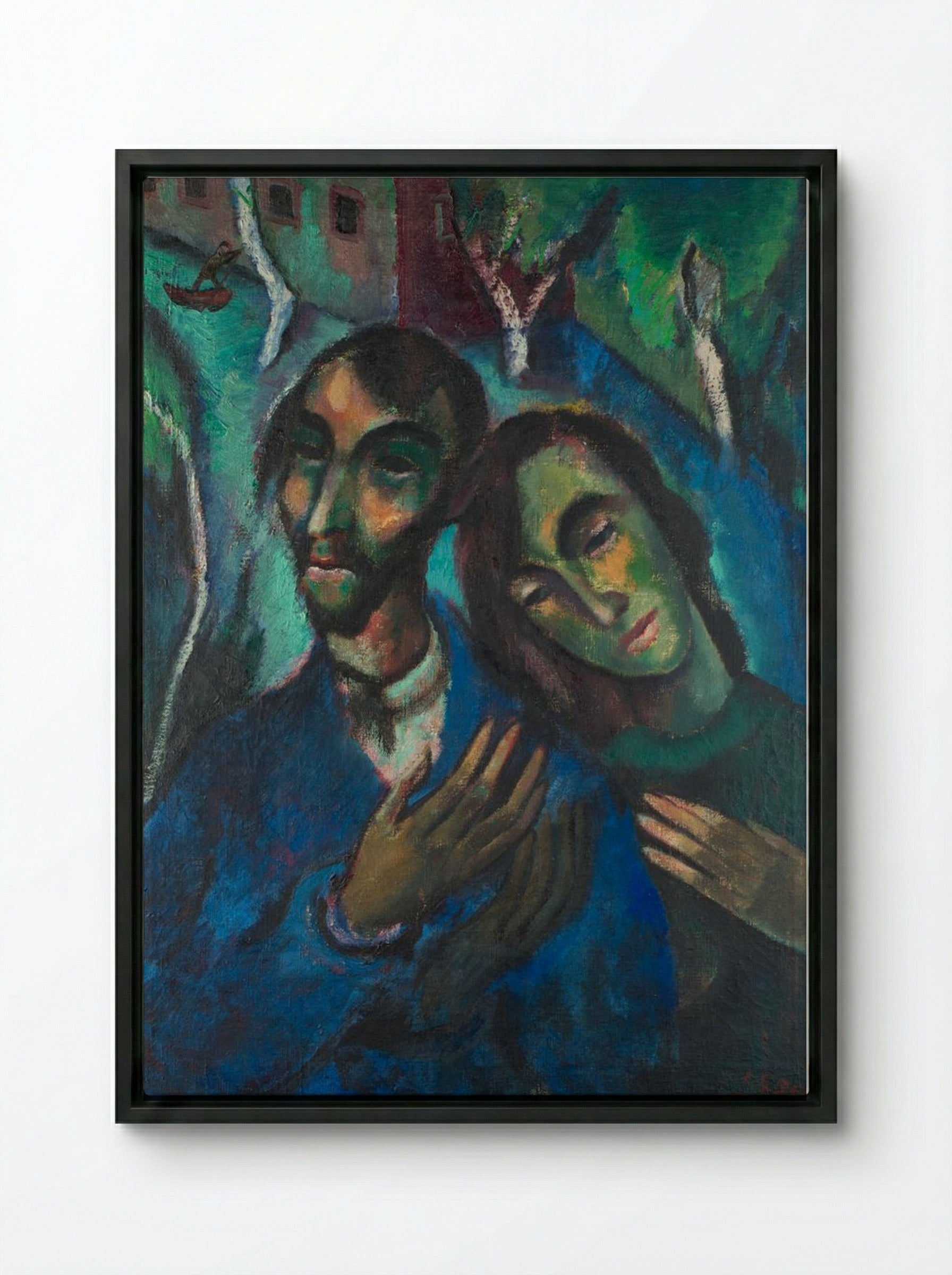 The Lovers - Marc Chagall - Framed Canvas Black