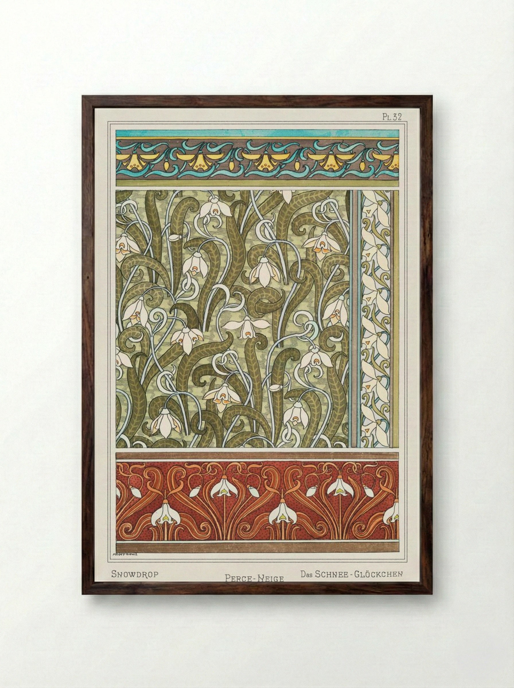 Perce-Neige (Snowdrops) from La Plante et ses Applications ornementales - Maurice Pillard Verneuil - Framed Print Dark Wood