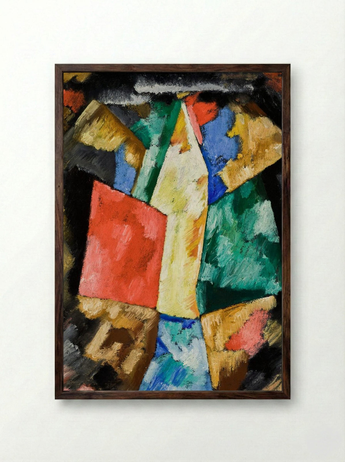 Abstraction, Blue, Yellow and Green - Marsden Hartley - Framed Print Dark Wood