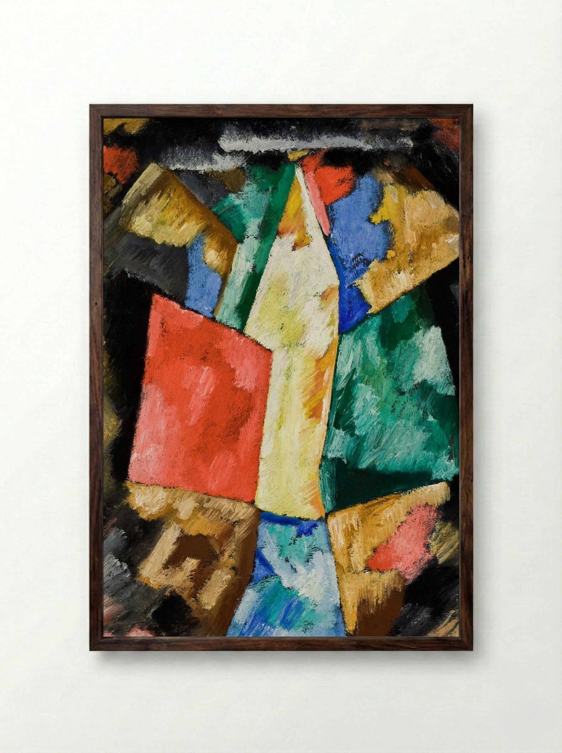 Abstraction, Blue, Yellow and Green - Marsden Hartley - Framed Print Dark Wood