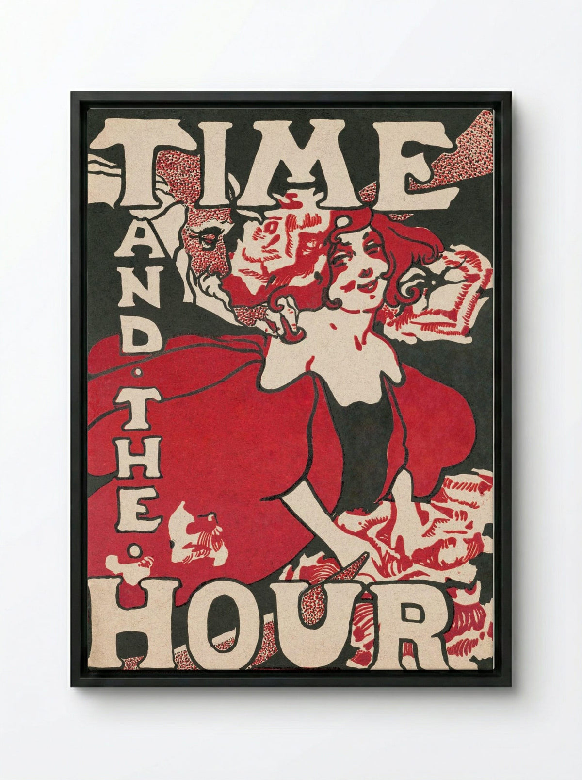 Time and the Hour - Ethel Reed - Framed Canvas Black