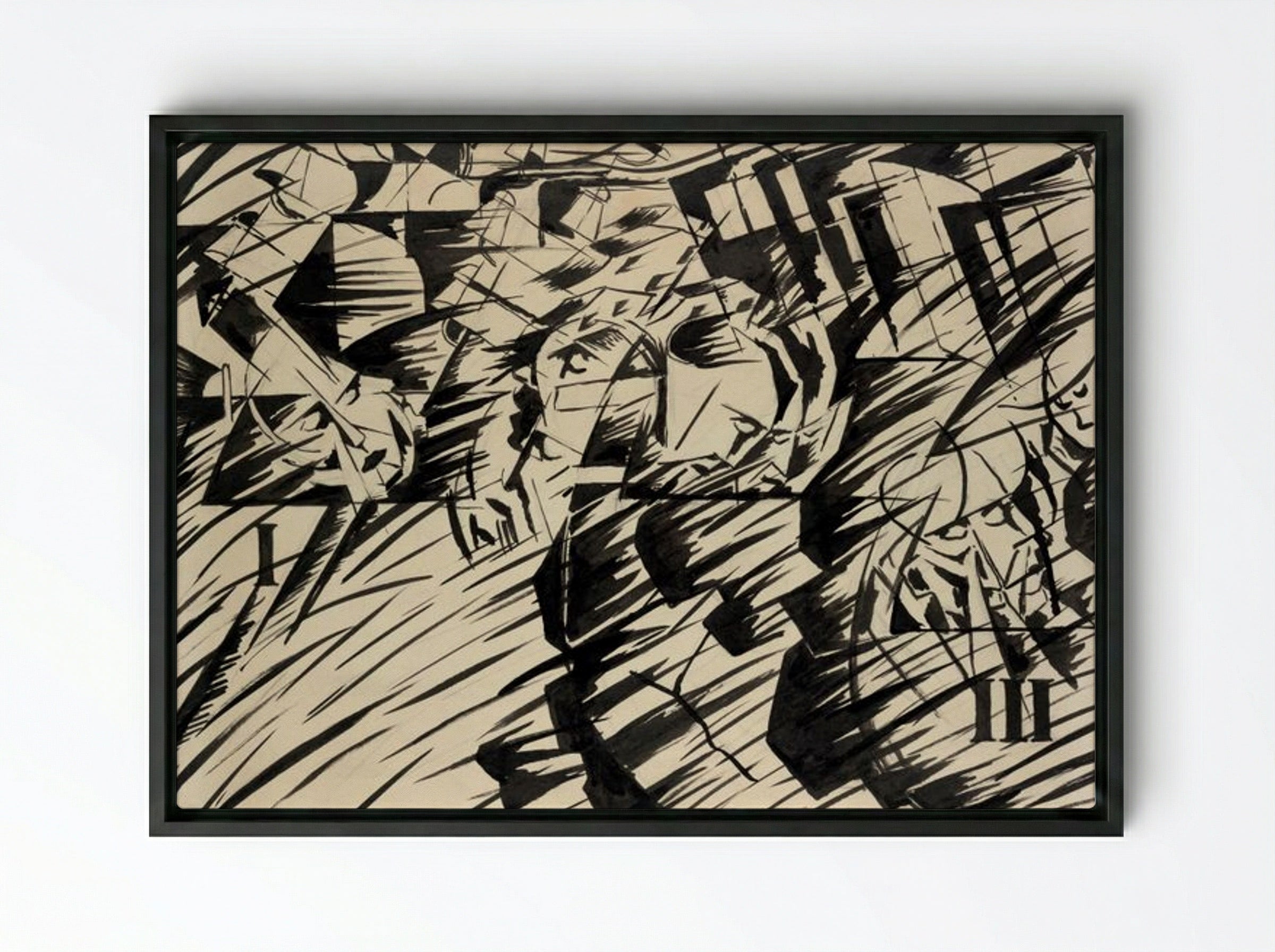 States of Mind I: The Farewells - Umberto Boccioni - Framed Canvas Black