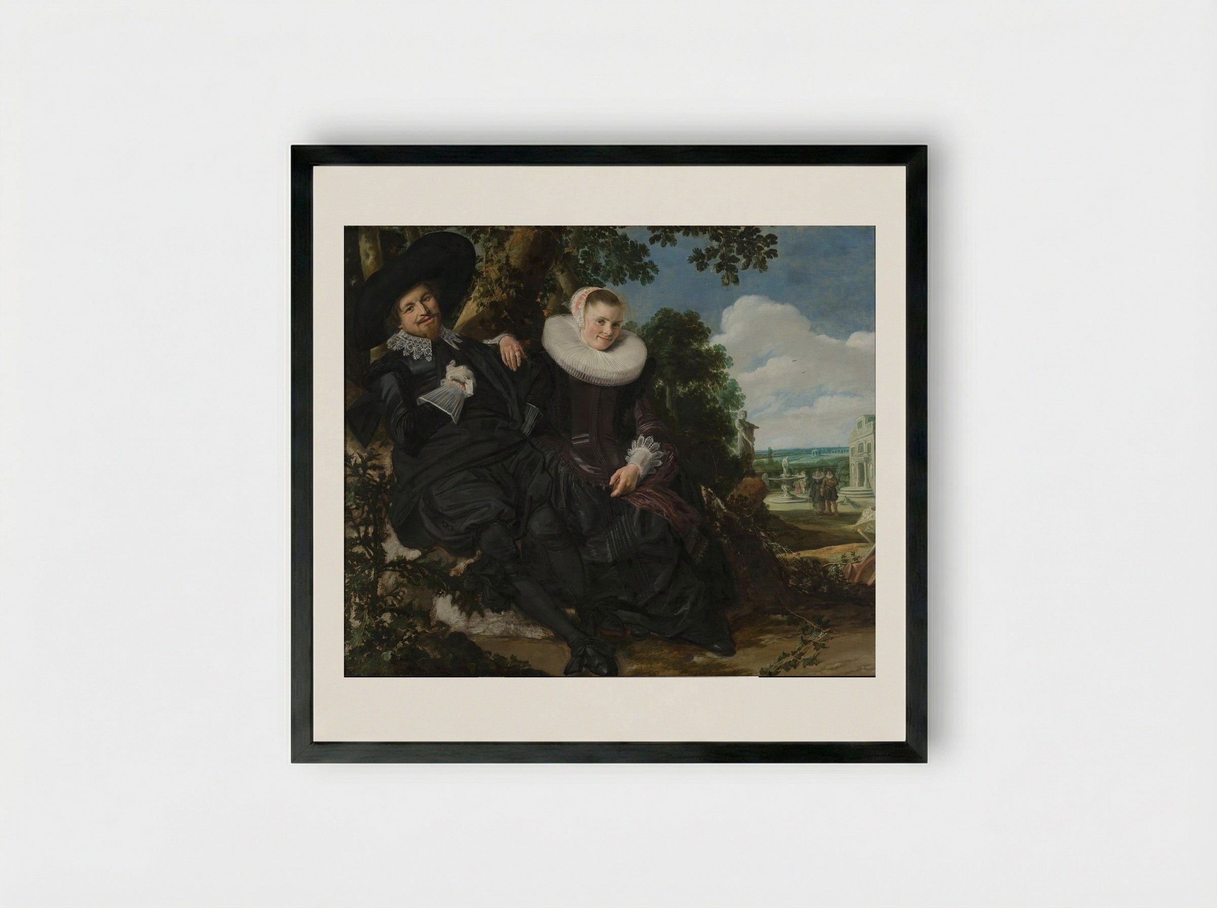 Portrait of a Married Couple, Likely Isaac Abrahamsz Massa and Beatrix van der Laen - Frans Hals - Framed Print Black