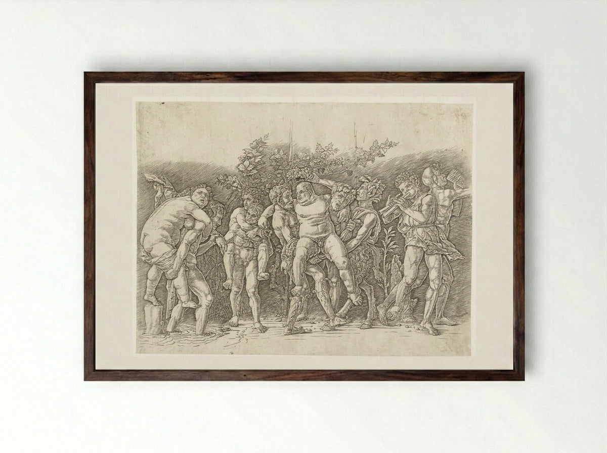 Bacchanaal met Silenus - Andrea Mantegna - Framed Print Dark Wood