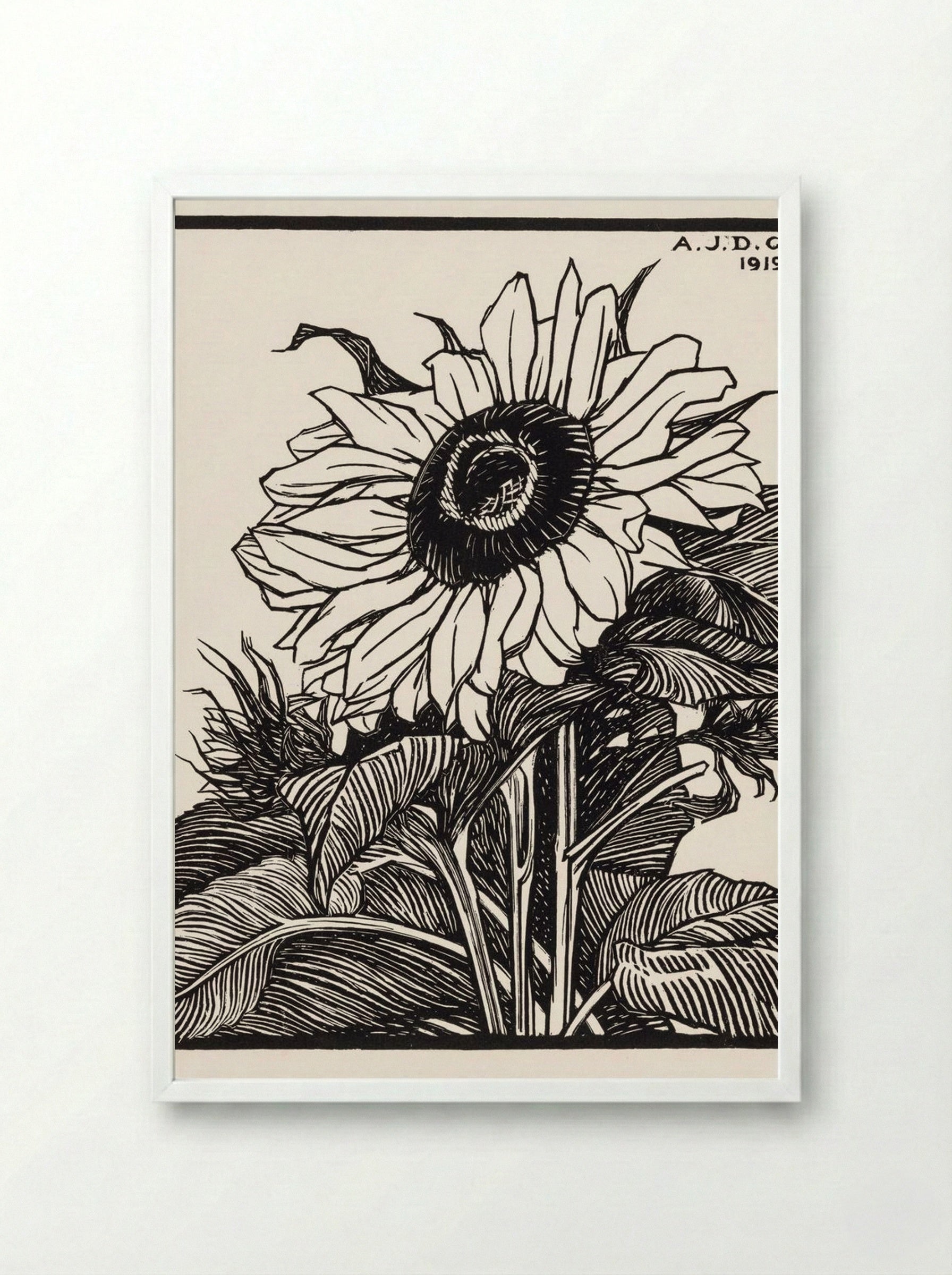 Sunflower - Julie de Graag - Framed Print White