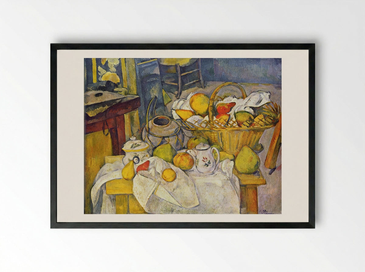 Still Life with Basket - Paul Cézanne - Framed Print Black