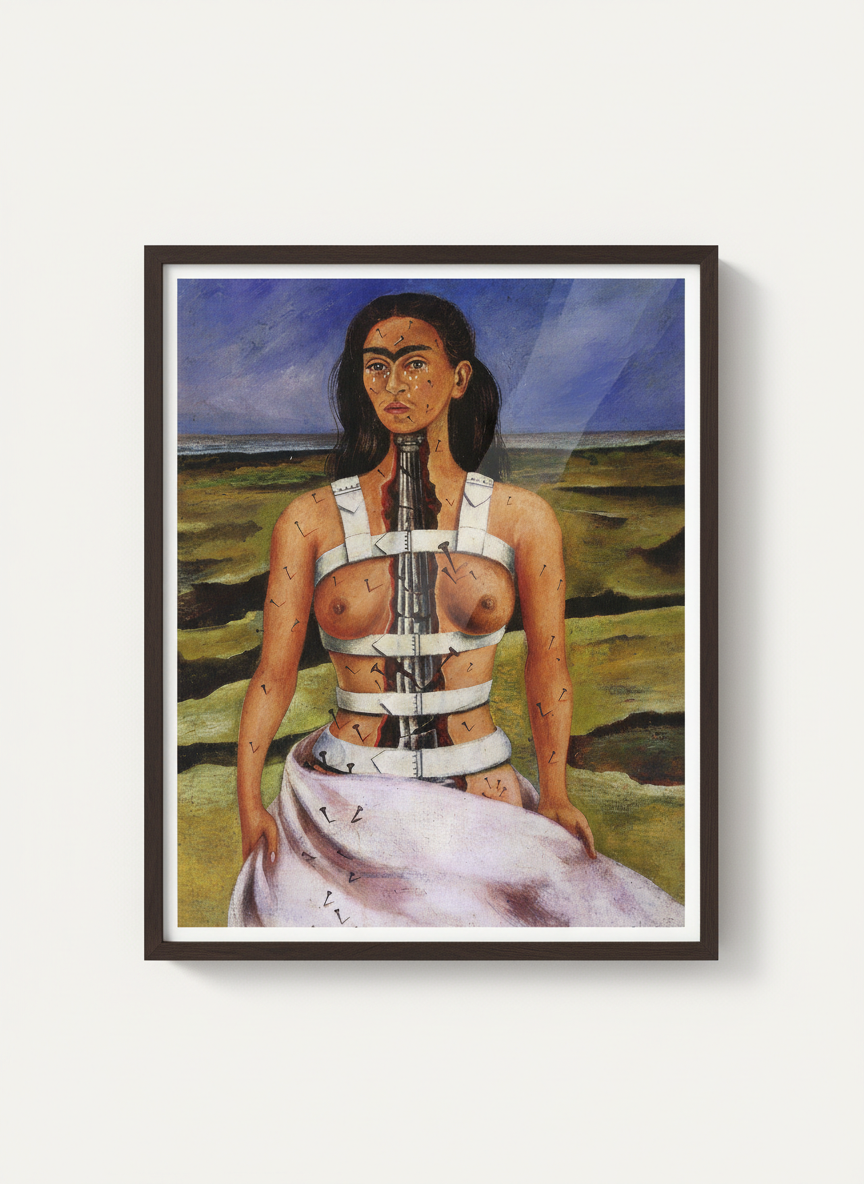 The Broken Column - Frida Kahlo - Framed Print Dark Wood