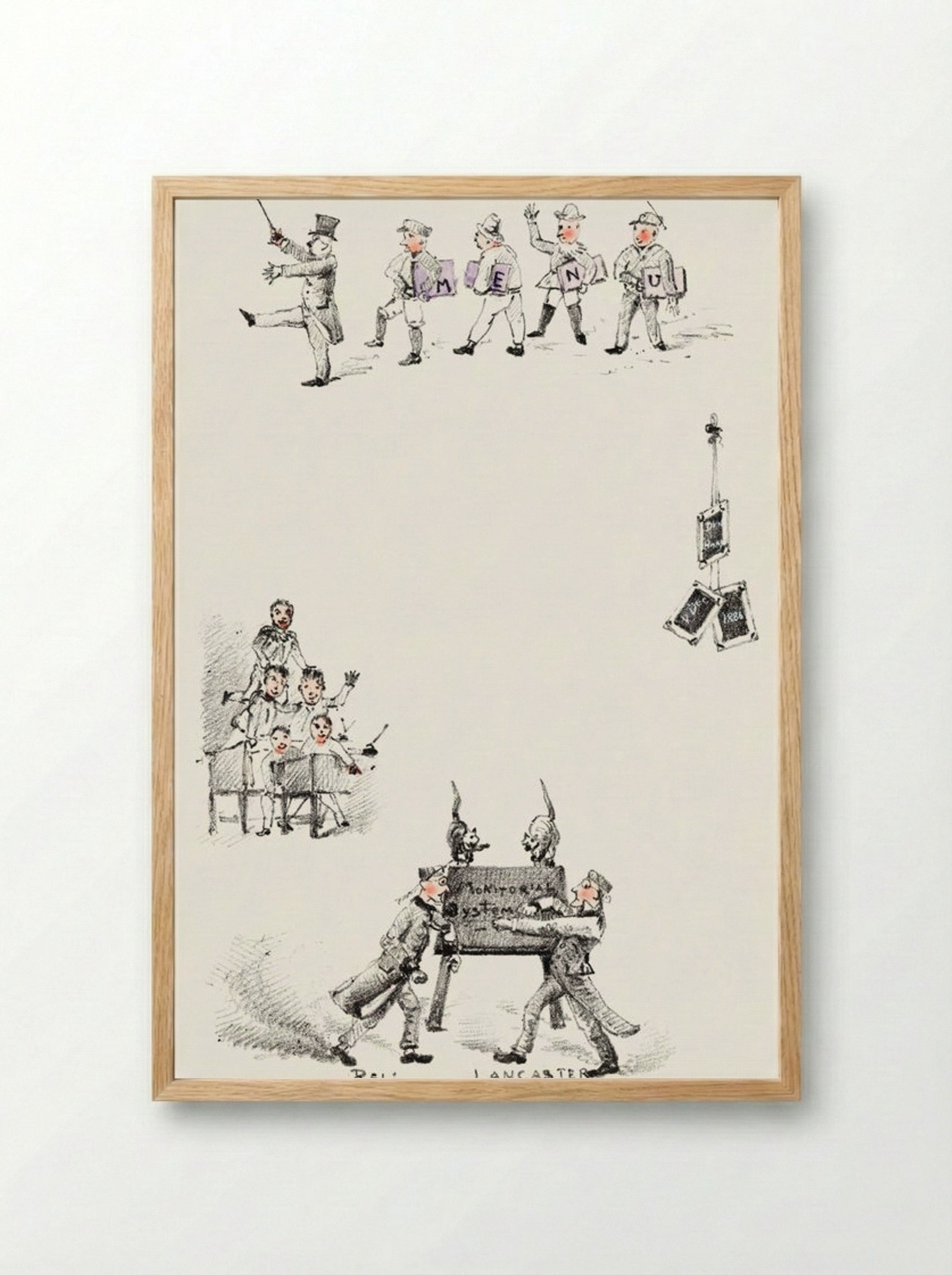 Menu Card with Teachers and Students - Theo van Hoytema - Framed Print Wood