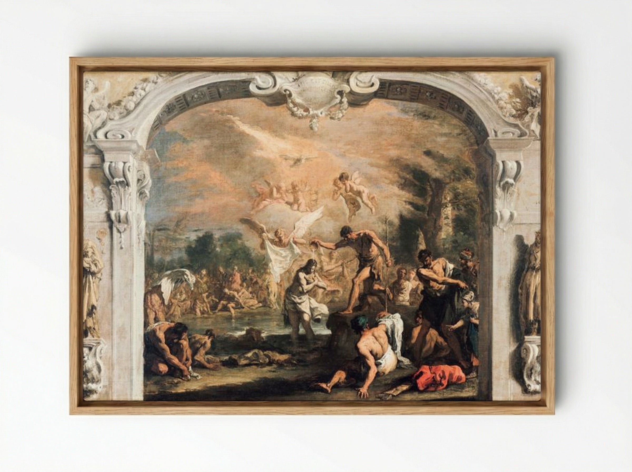 The Baptism of Christ - Sebastiano Ricci - Framed Canvas Wood