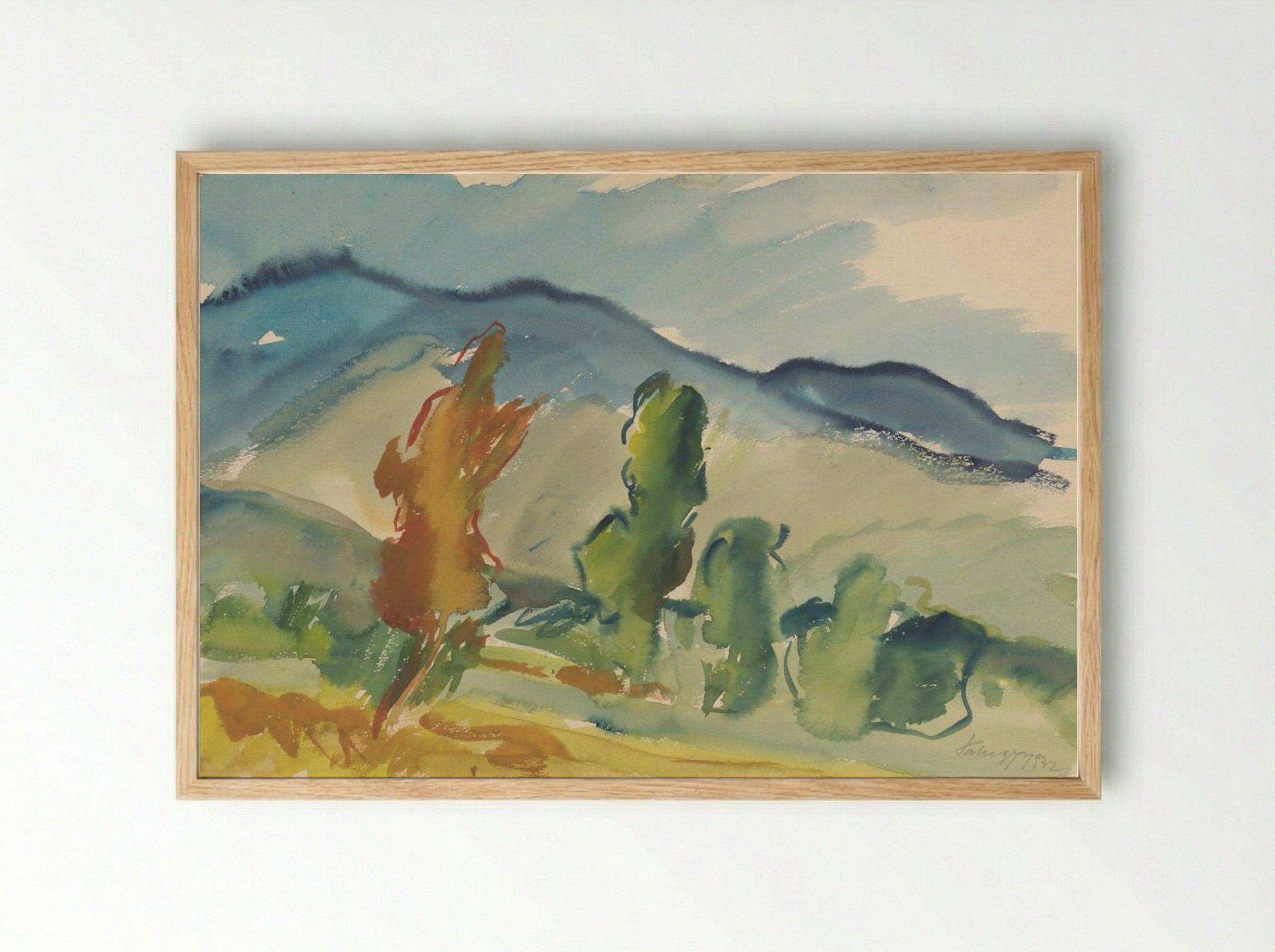 Landscape Below the Mountains - Zolo Palugyay - Framed Print Wood