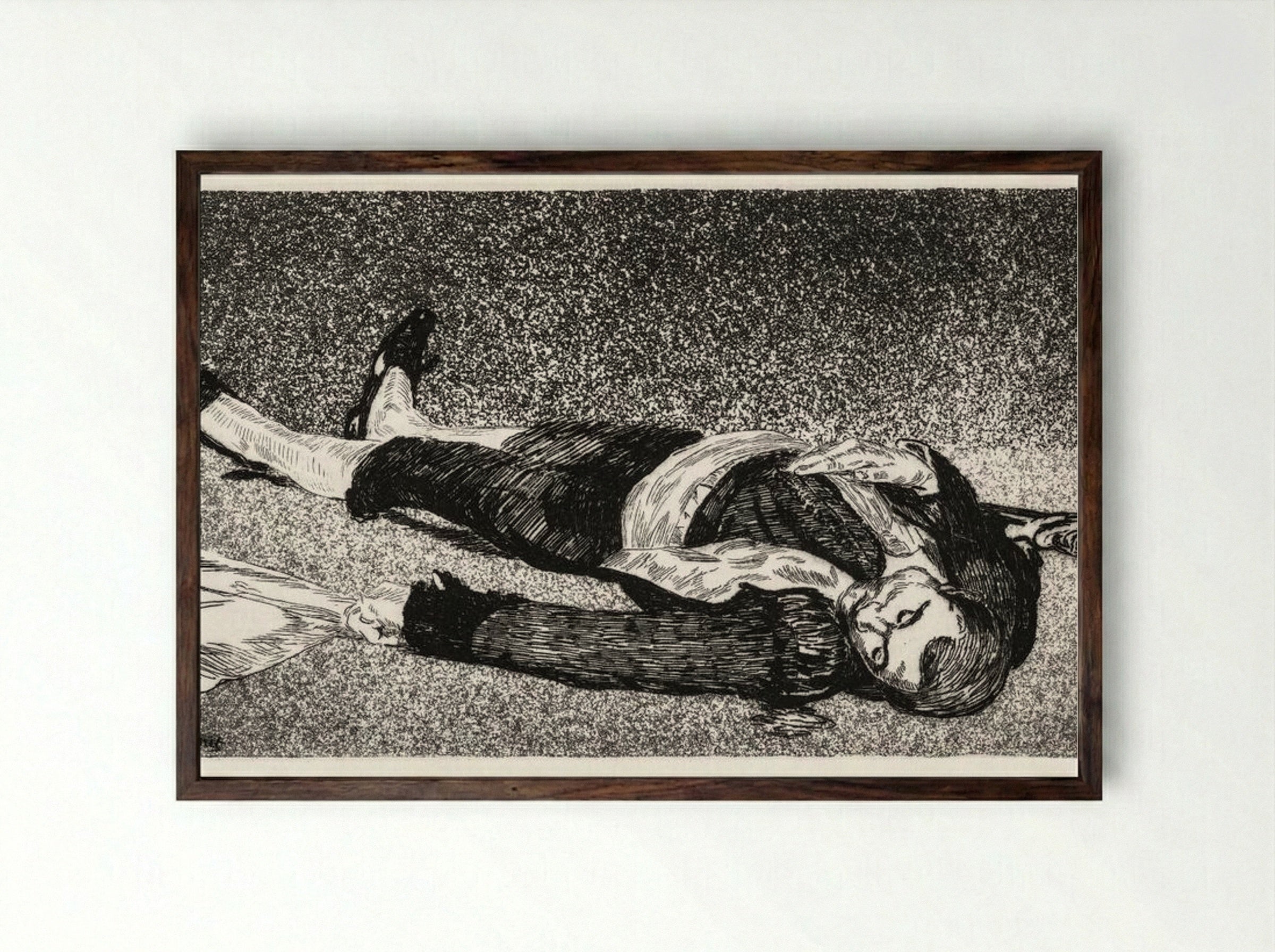 The Dead Toreador - Édouard Manet - Framed Print Dark Wood