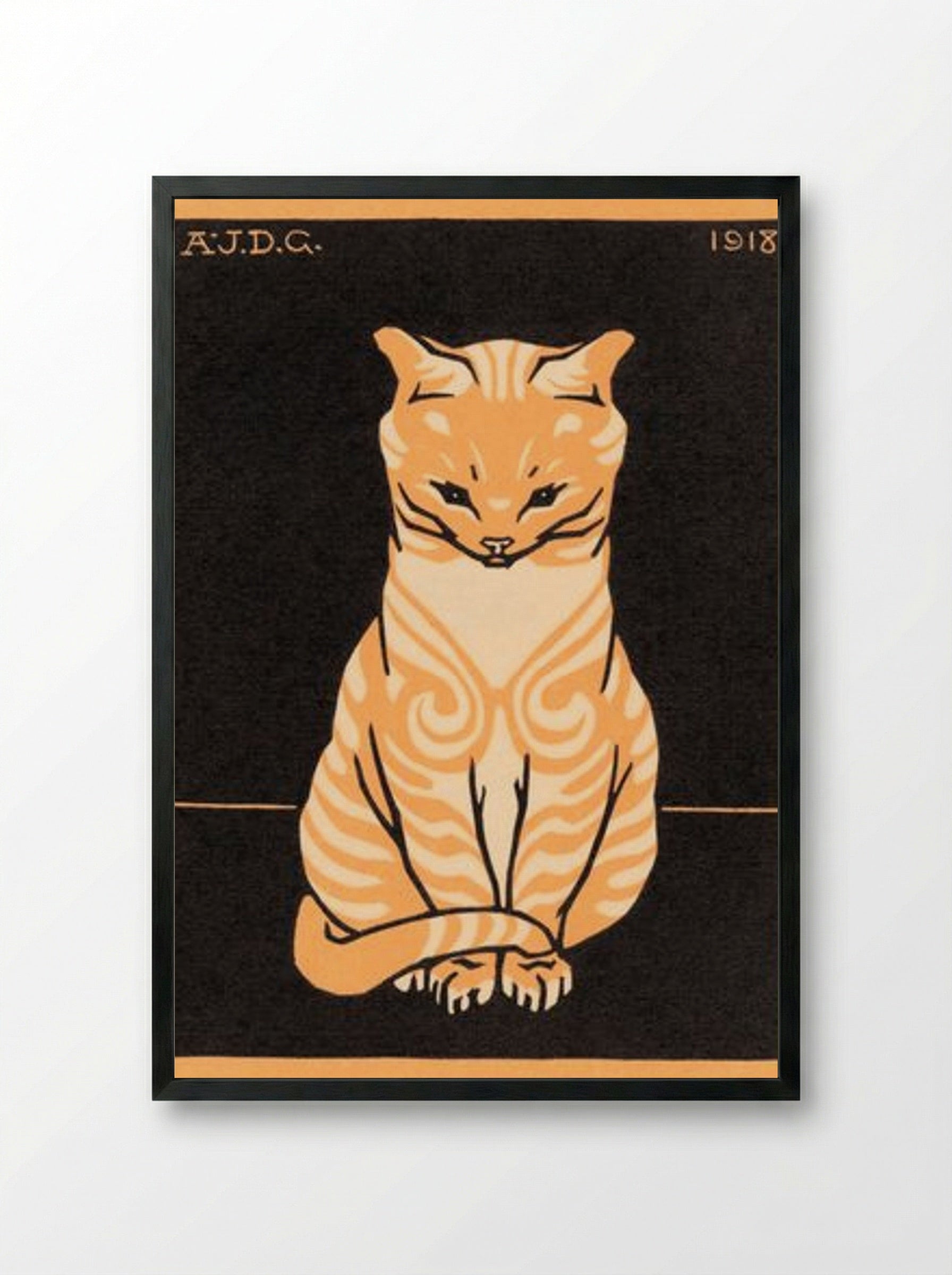 Sitting Cat - Julie de Graag - Framed Print Black